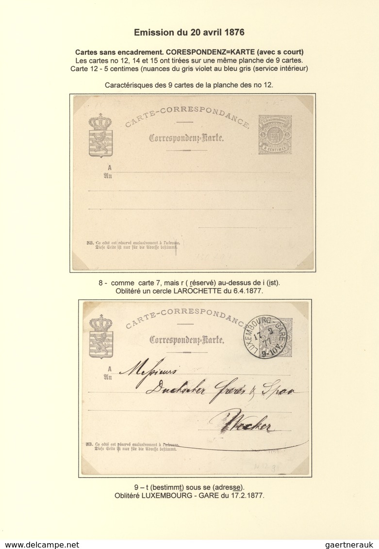 Luxemburg - Ganzsachen: 1874/81 fantastic exhibition collection of postal stationery postcards, from