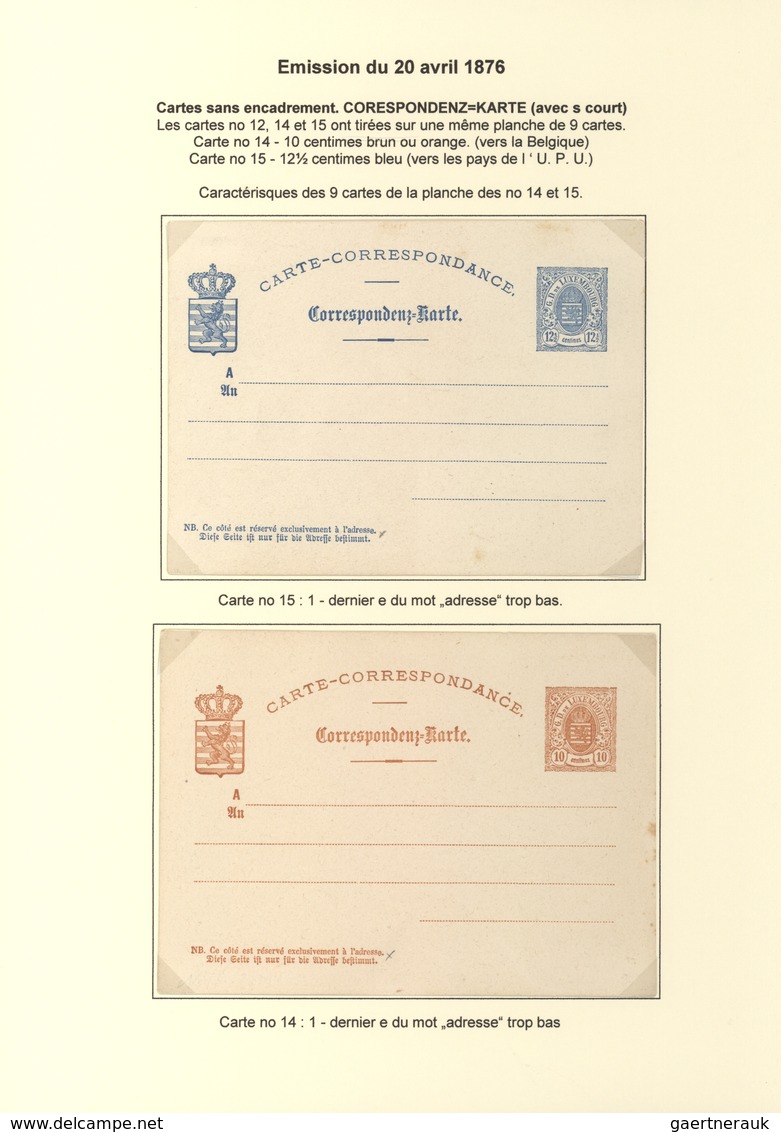 Luxemburg - Ganzsachen: 1874/81 fantastic exhibition collection of postal stationery postcards, from