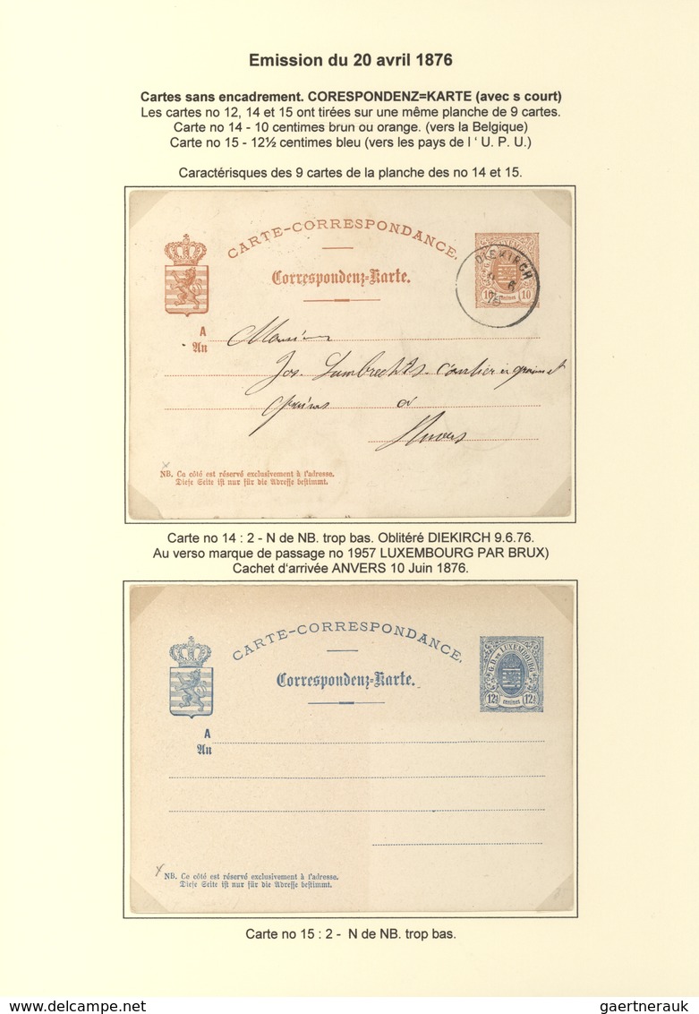 Luxemburg - Ganzsachen: 1874/81 fantastic exhibition collection of postal stationery postcards, from