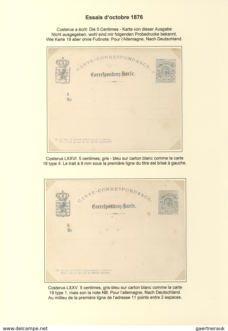 Luxemburg - Ganzsachen: 1874/81 fantastic exhibition collection of postal stationery postcards, from