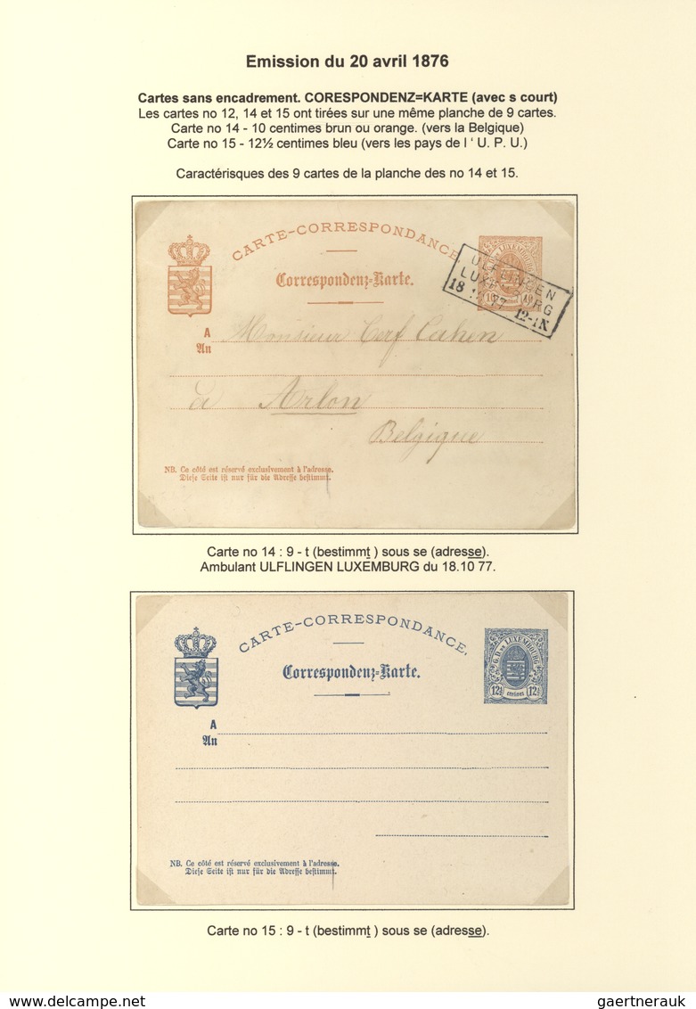 Luxemburg - Ganzsachen: 1874/81 fantastic exhibition collection of postal stationery postcards, from