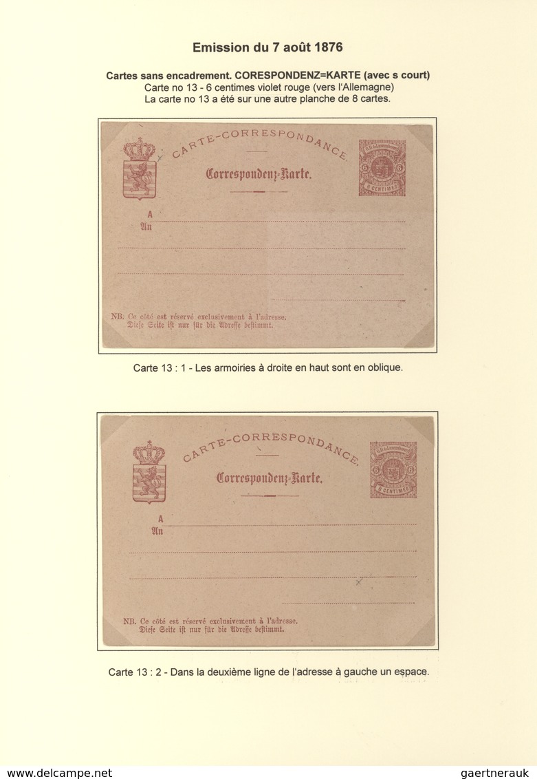 Luxemburg - Ganzsachen: 1874/81 fantastic exhibition collection of postal stationery postcards, from