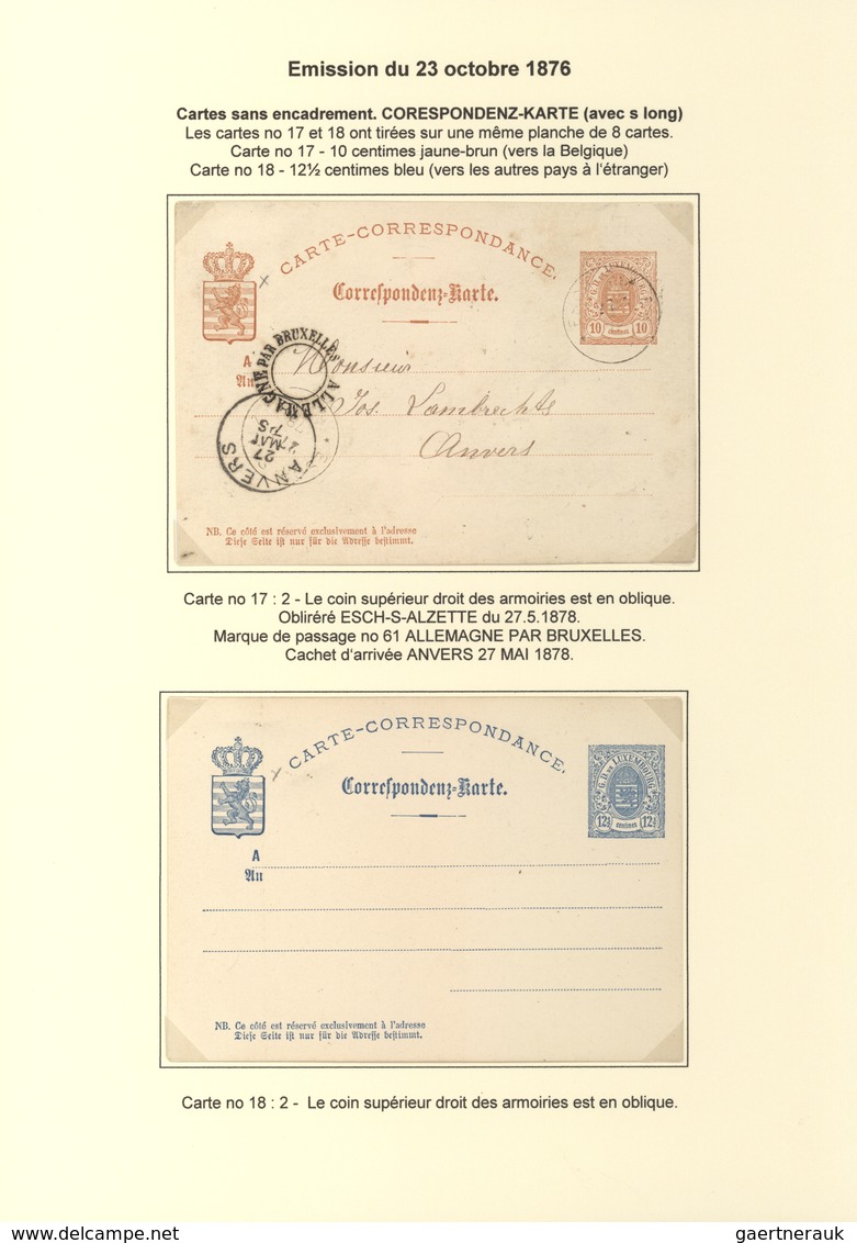 Luxemburg - Ganzsachen: 1874/81 fantastic exhibition collection of postal stationery postcards, from