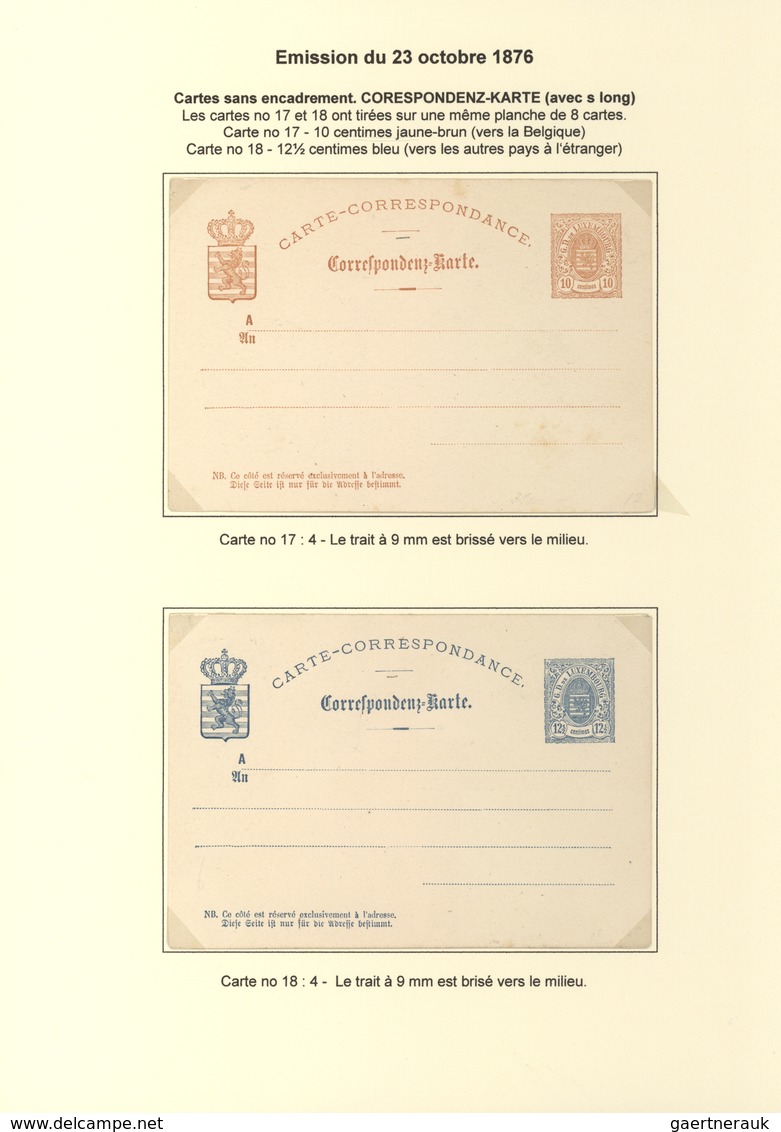 Luxemburg - Ganzsachen: 1874/81 fantastic exhibition collection of postal stationery postcards, from