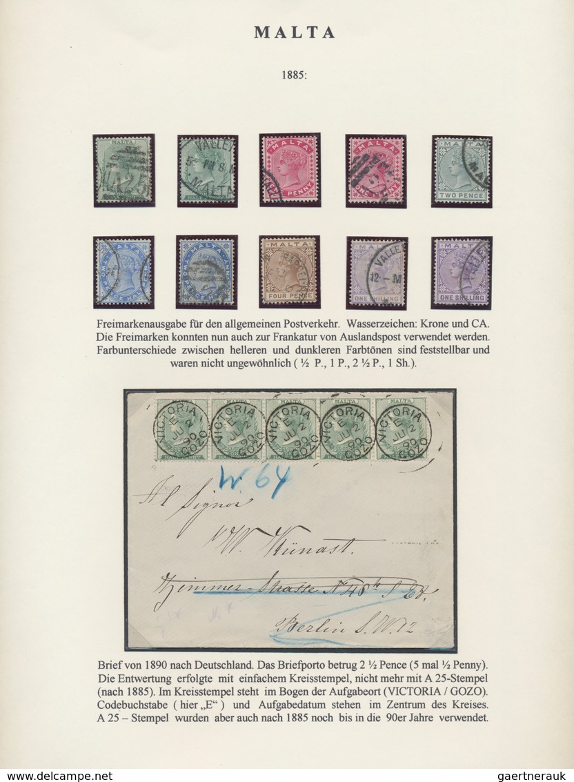 Malta: 1850-1975 Exhibition Collection Of Mint And Used Stamps And Covers, Well Written Up On Pages - Malta