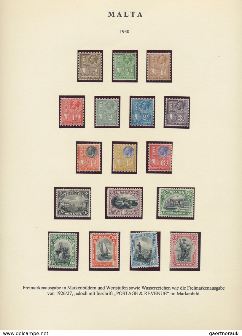 Malta: 1850-1975 Exhibition collection of mint and used stamps and covers, well written up on pages