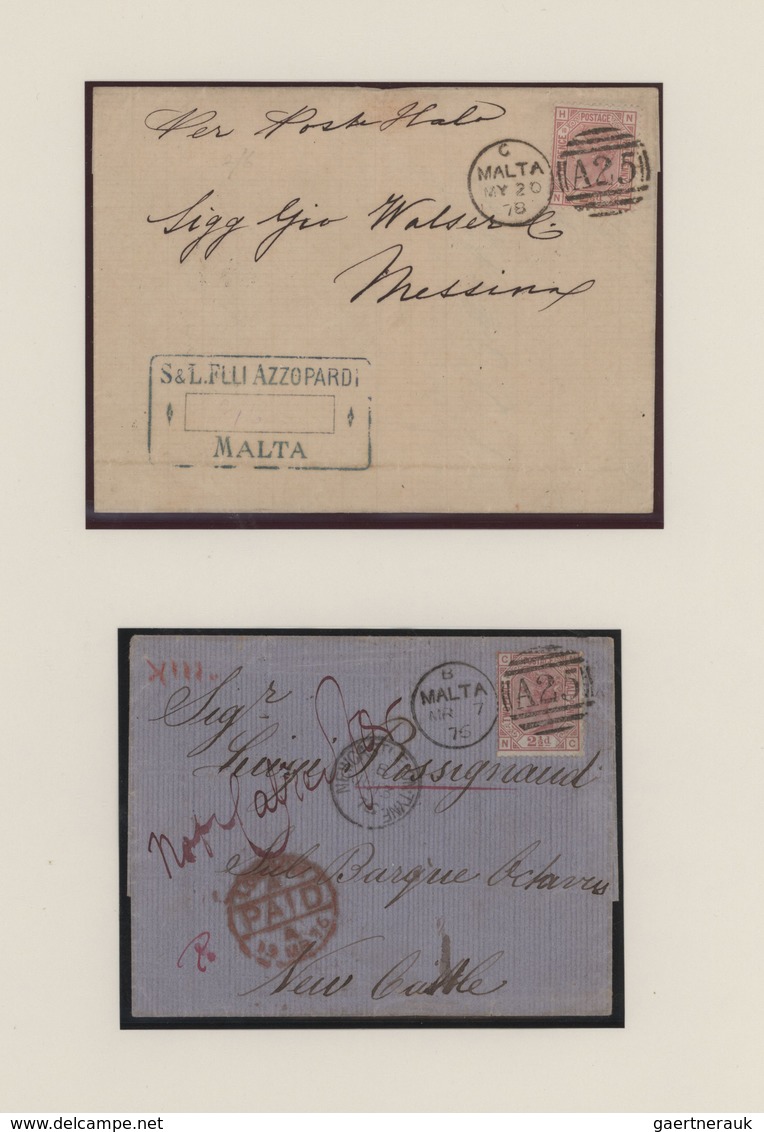 Malta: 1860/1884, GB Used In Malta, Collection Of 59 Stamps, One Front And Nine Lettersheets/covers, - Malta