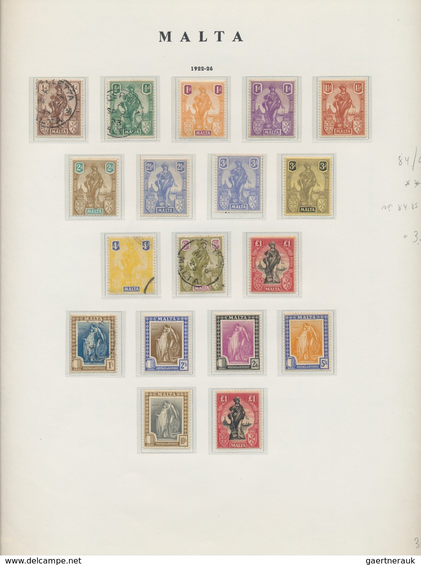 Malta: 1863/1956, Mint And Used Collection On Album Pages, From Three Copies ½d. Buff Crown CC, 1886 - Malta