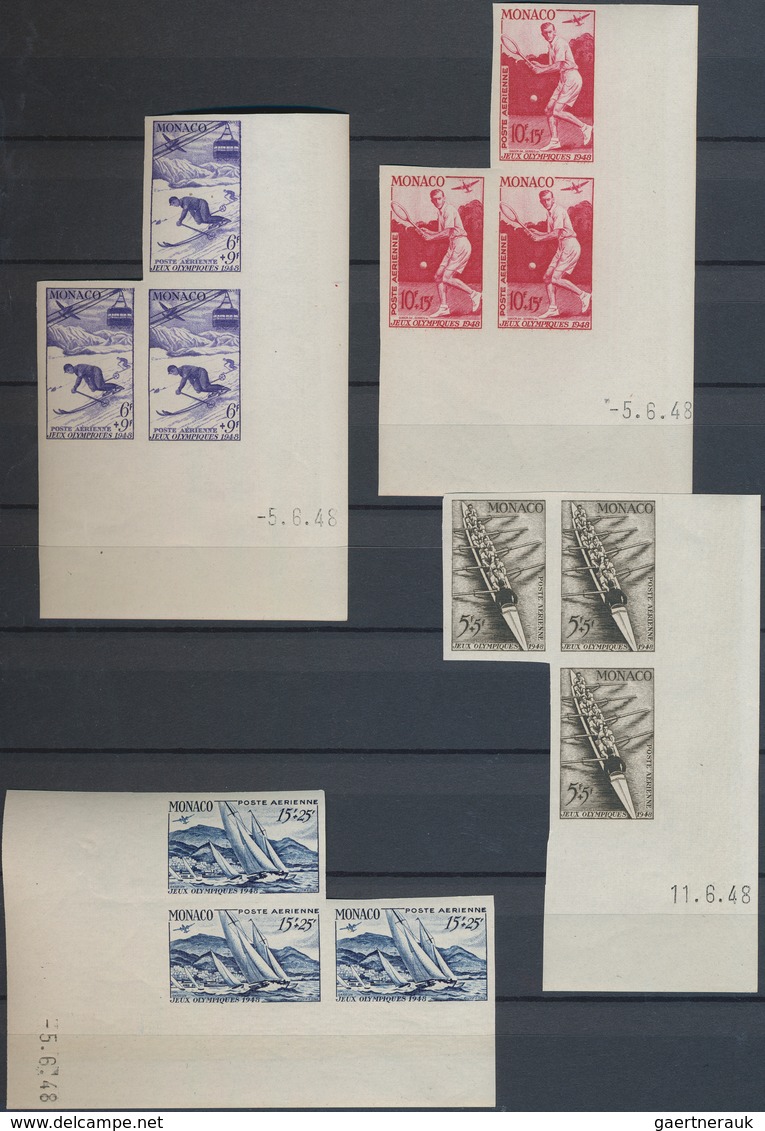 Monaco: 1943/1994, special collection of IMPERFORATED issues sorted in four albums all in units or s