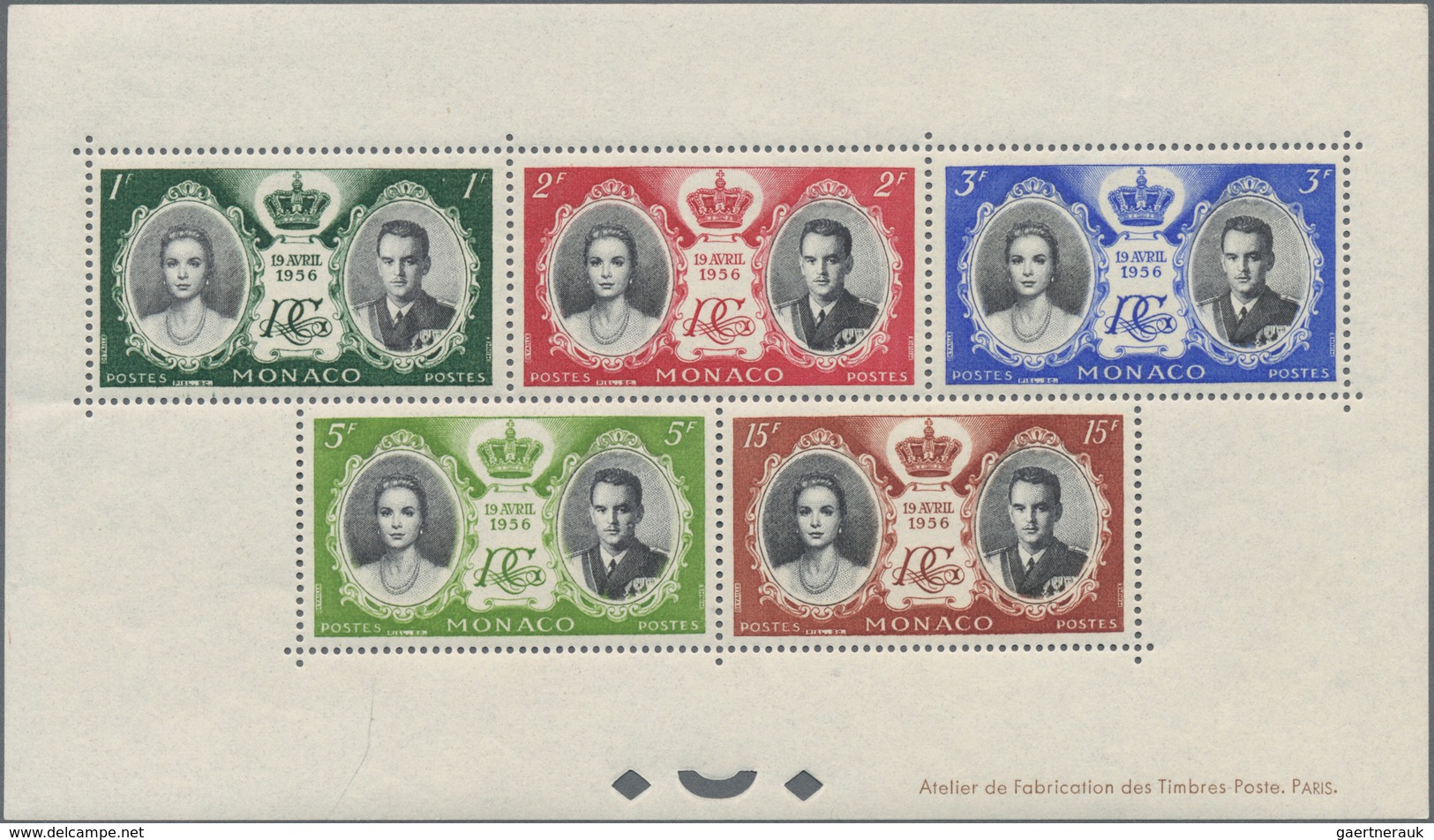 Monaco: 1956, Wedding Of Prince Rainier III. And Grace Kelly Mint Never Hinged. Five Complete Sets O - Neufs