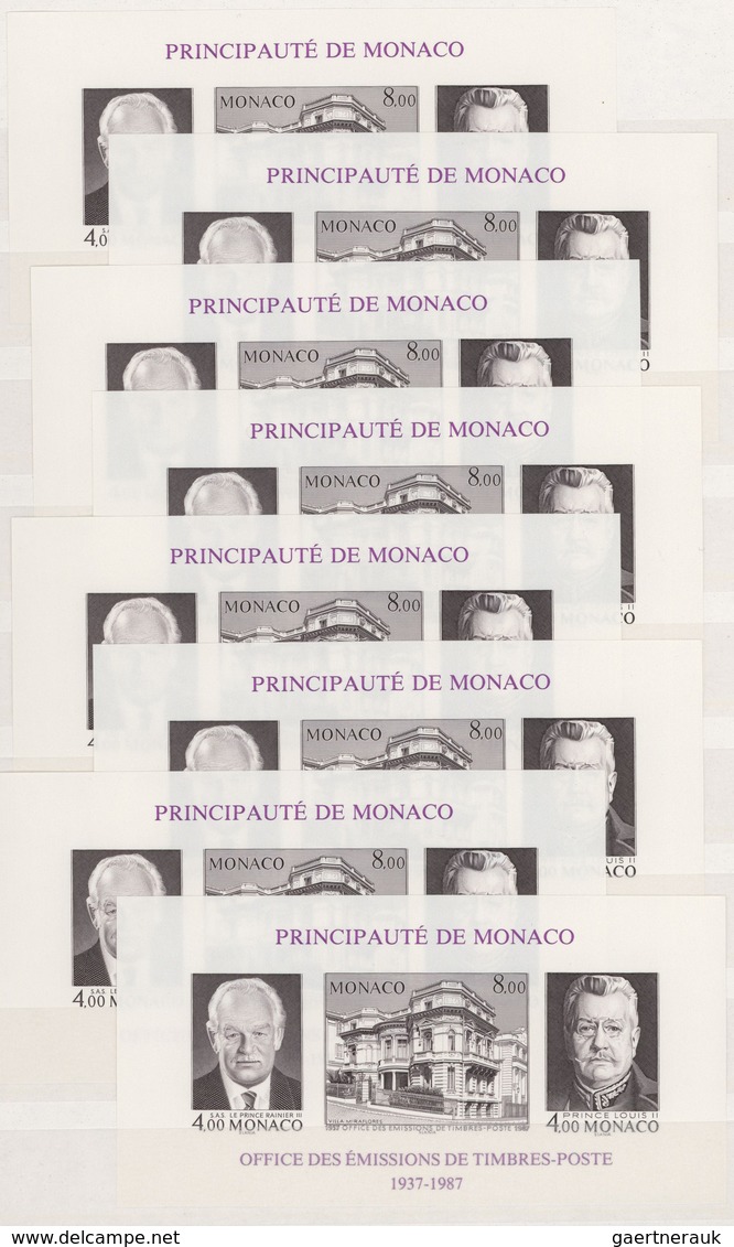 Monaco: 1956/1987, Lot Of 27 Souvenir Sheets Resp. Bloc Speciaux: 1956 Royal Wedding Maury Nos. BF5/ - Ongebruikt