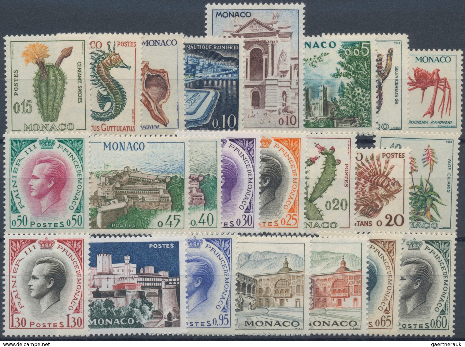 Monaco: 1960/1989, dealer's stock of year sets on stockcards, seald in plastic sleeves with 25 sets