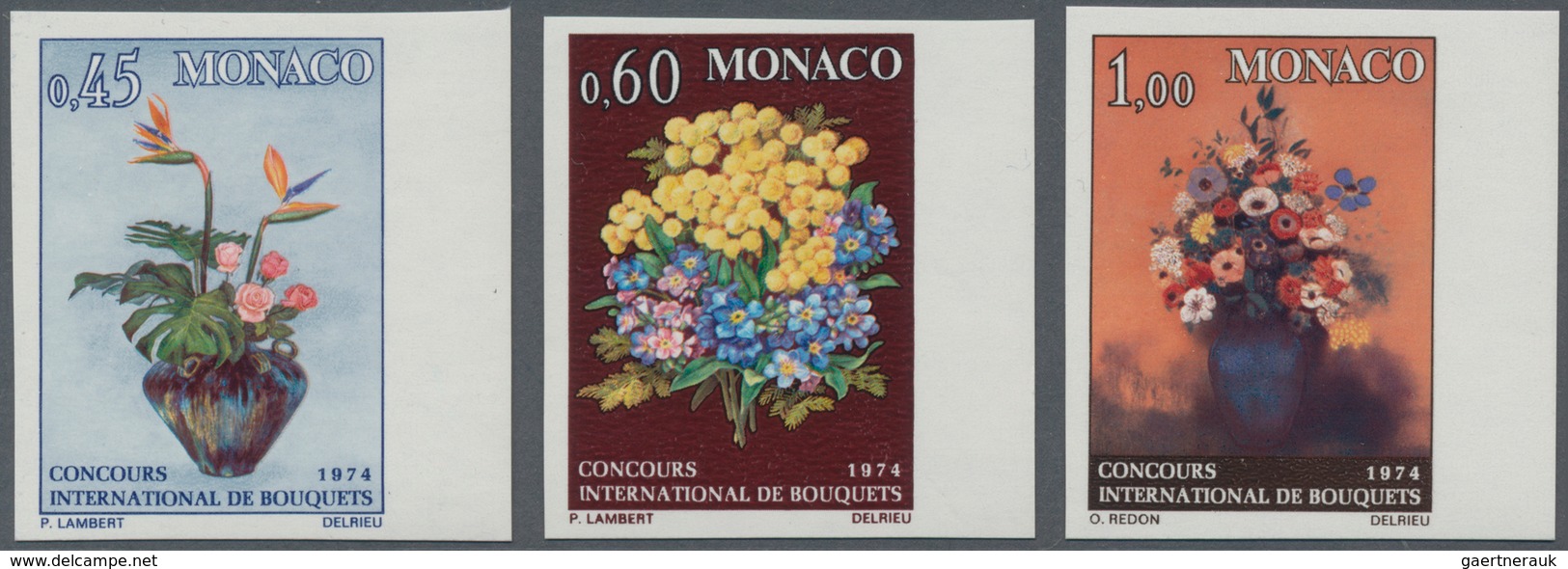 Monaco: 1973, International Competition Of Floral Art Complete Set Of Three (pots Of Flowers Incl. R - Neufs