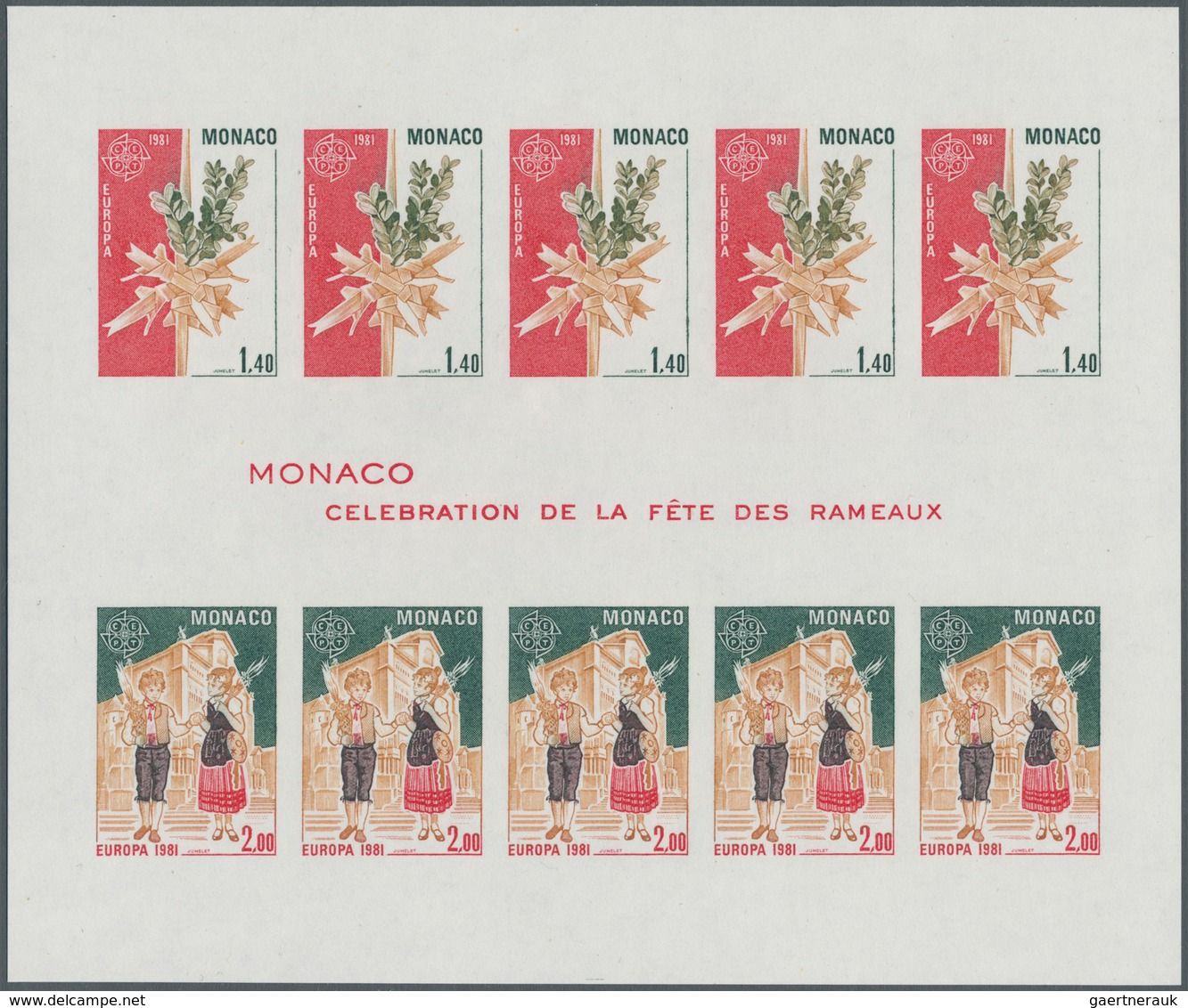 Monaco: 1981, Europa-Cept, Souvenir Sheet IMPERFORATE, 100 Pieces Unmounted Mint. Maury 1307A Nd (10 - Nuevos