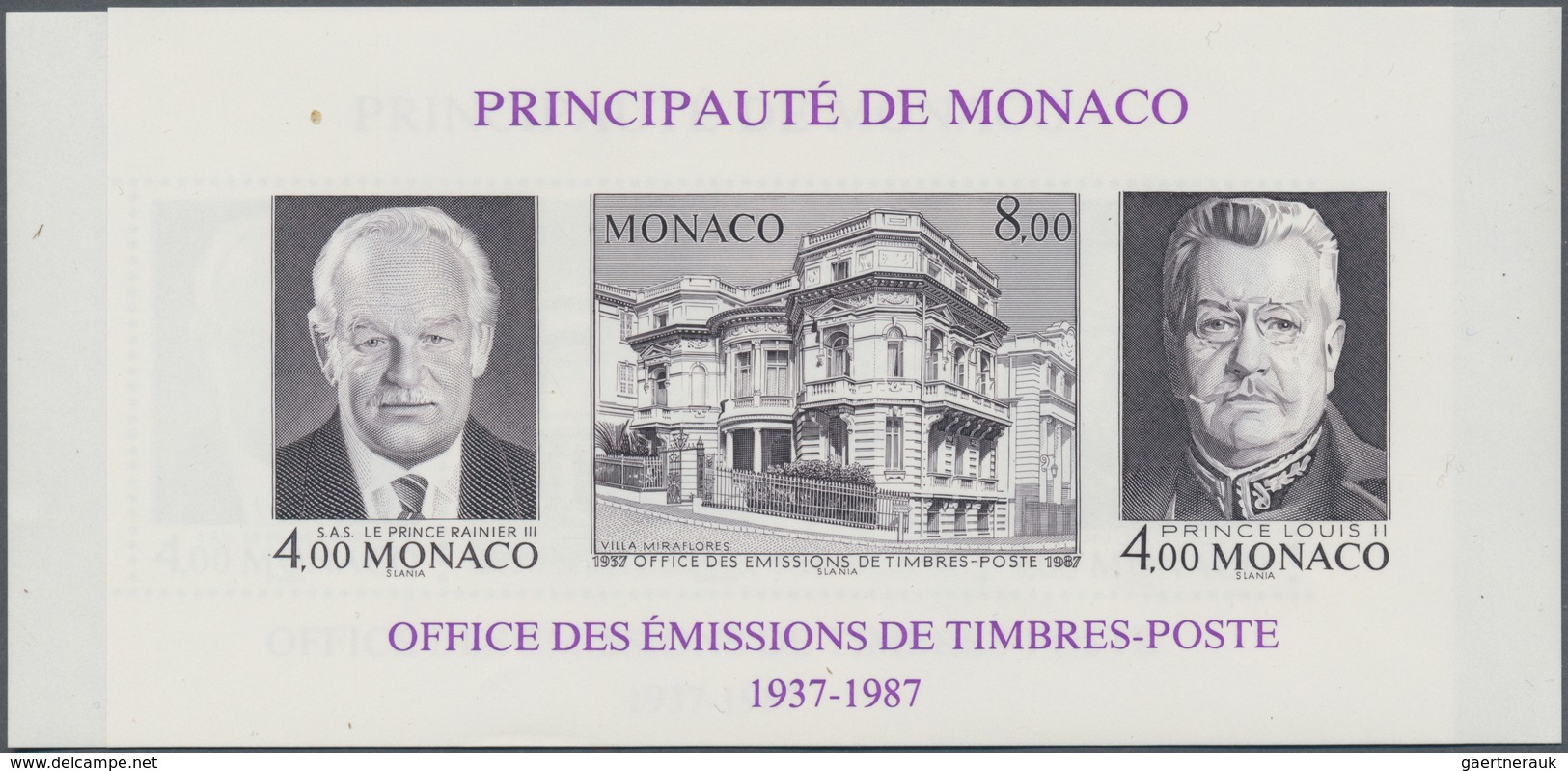 Monaco: 1987, 50 Years Office For Stamp Issues, Michel Block 37 A+B (Yvert BF39a) Mint Never Hinged, - Ongebruikt
