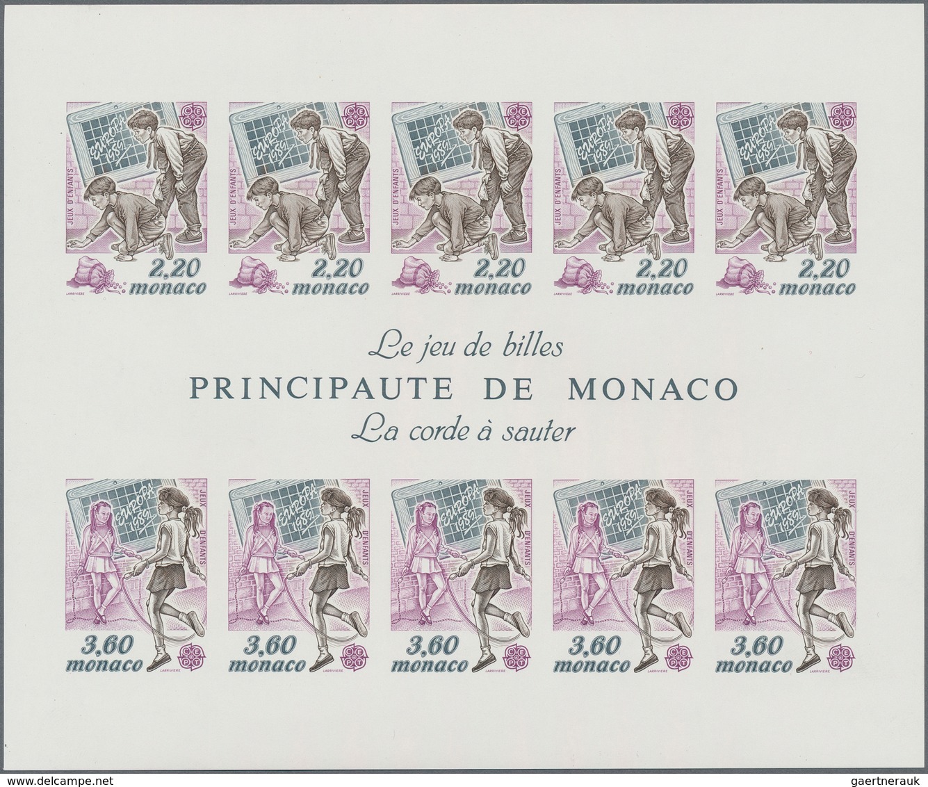 Monaco: 1989, Europa-Cept, Souvenir Sheet IMPERFORATE, 50 Pieces Unmounted Mint. Maury 1721A Nd (50) - Ungebraucht