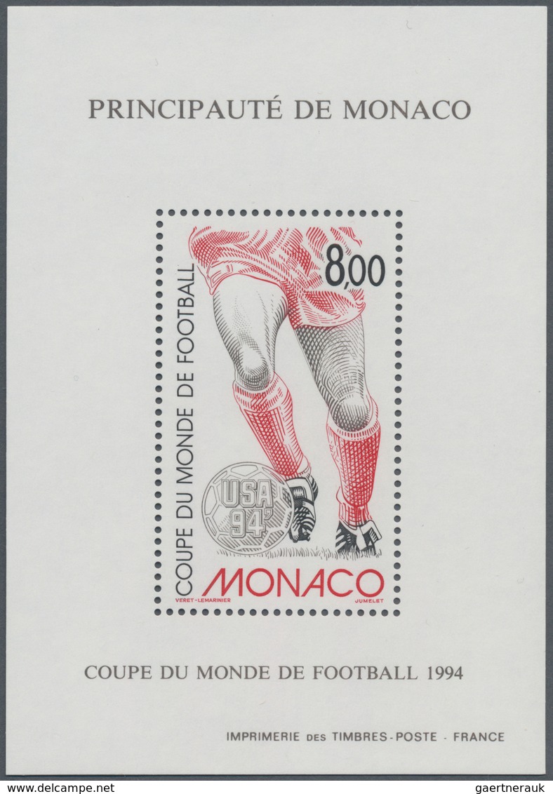 Monaco: 1994, Football World Championship USA In A Lot With 35 Perforated Special Miniature Sheets, - Nuevos
