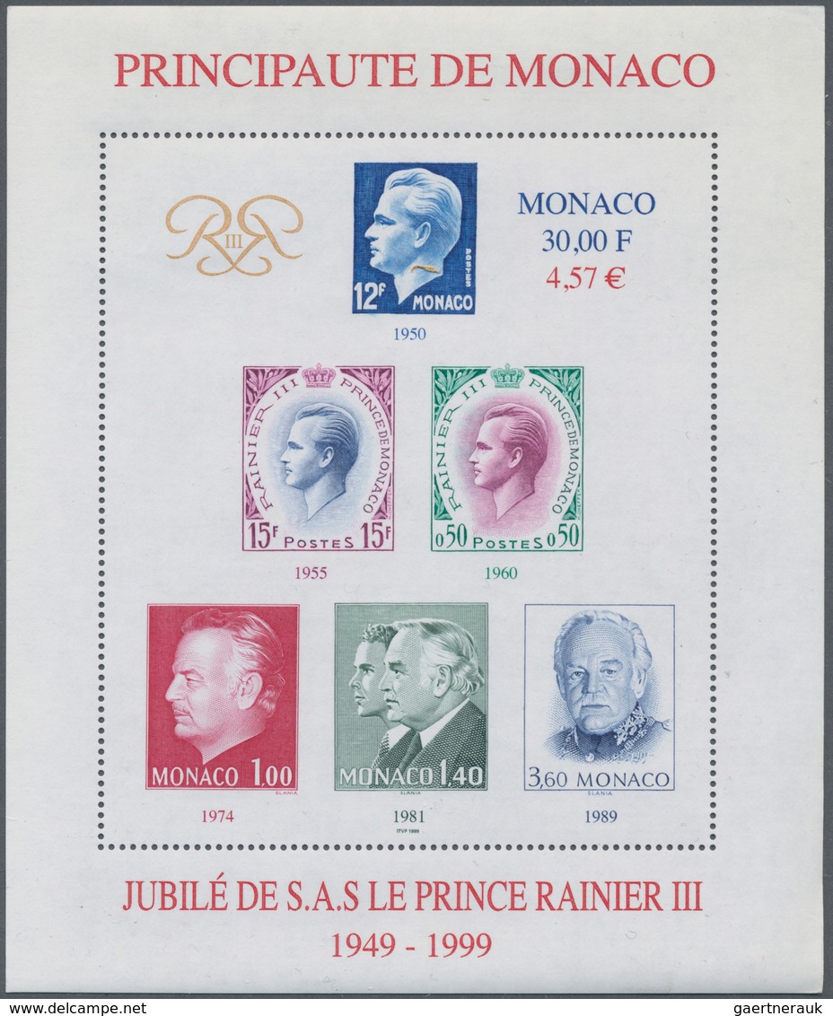 Monaco: 1999, 4,57 €, 50 YEARS REGENCY OF PRINCE RAINER, 2000 Copies Of This Souvenir Sheet MNH. Mic - Ongebruikt