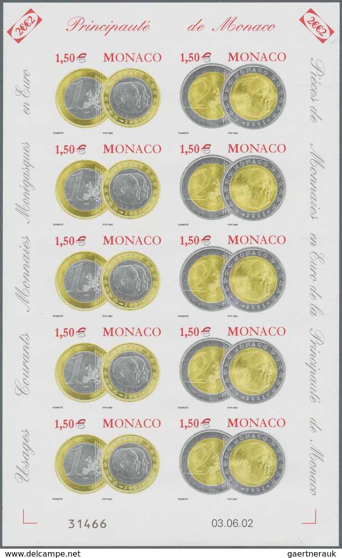 Monaco: 2002 MonacoPhil Presentation Folder Containing IMPERF Stamps, Essays And M/s Of 1997-2002 Is - Nuevos