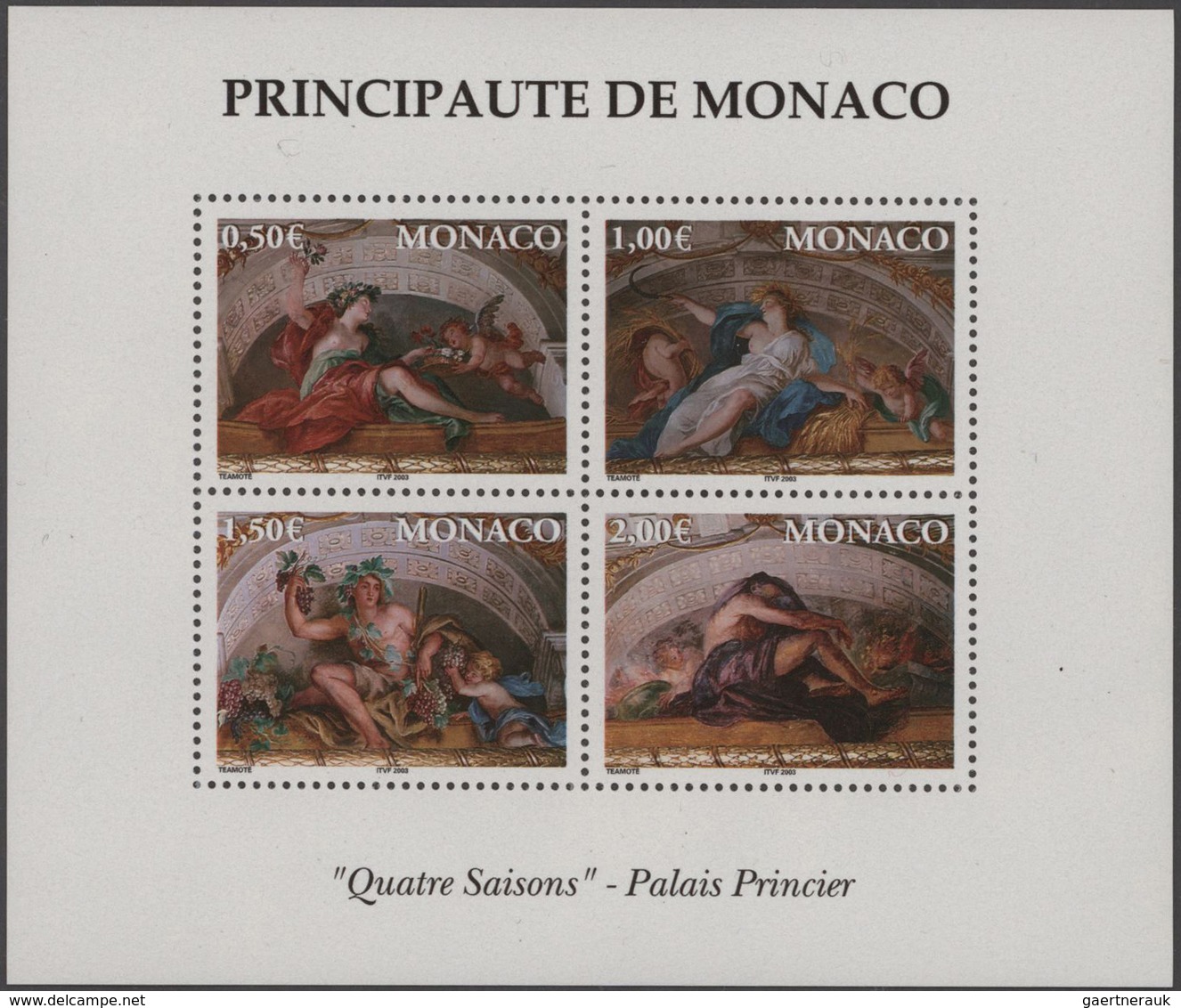 Monaco: 2002, 0,50/1,00/1,50/2,00 €, Four Seasons, 2000 Copies Of This Souvenir Sheet MNH. Michel Bl - Nuevos