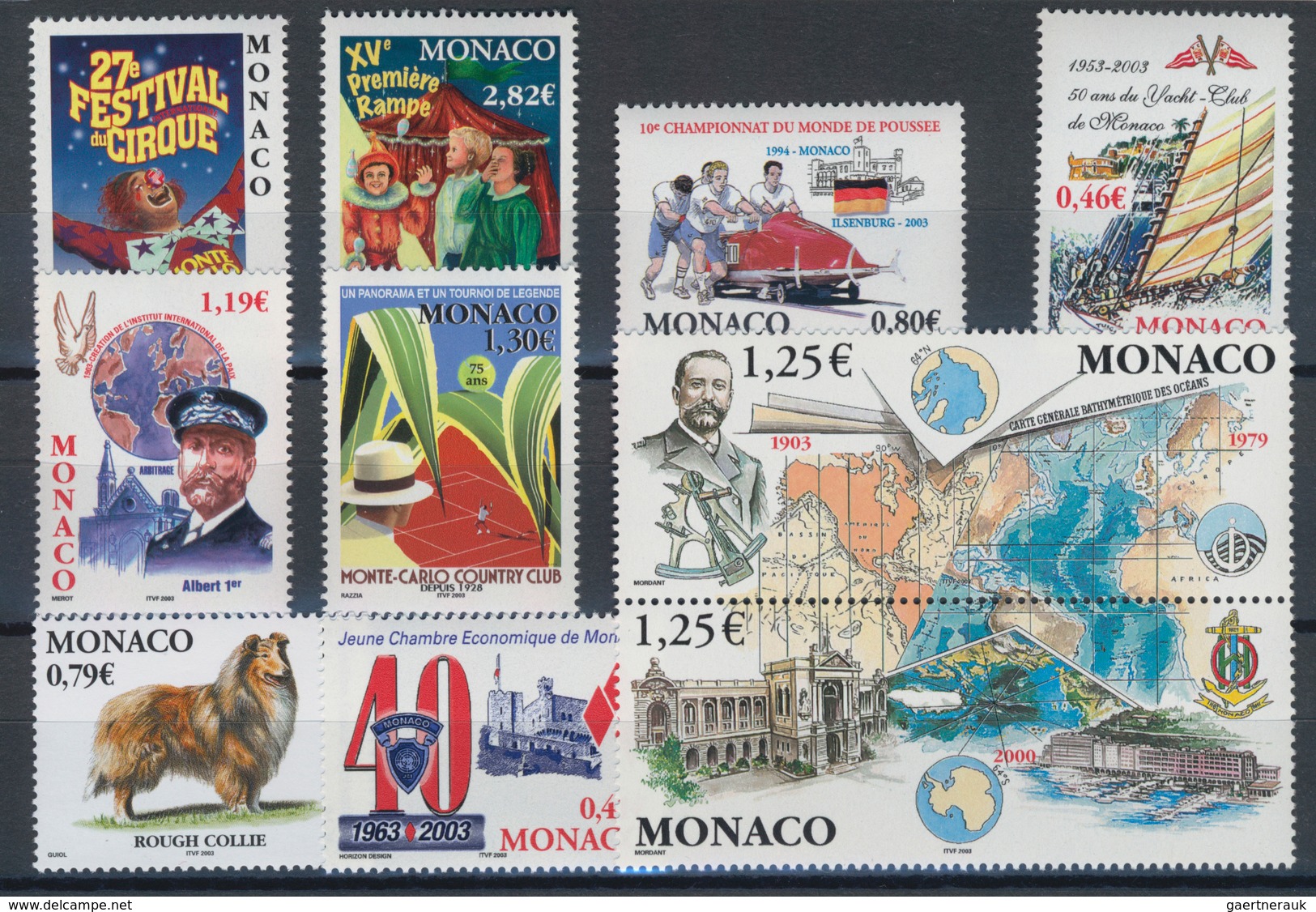 Monaco: 2003, Complete Year Set MNH Per 100. Michel Cat. Val. 7560,- €, Face Value 3726,- €. - Ongebruikt