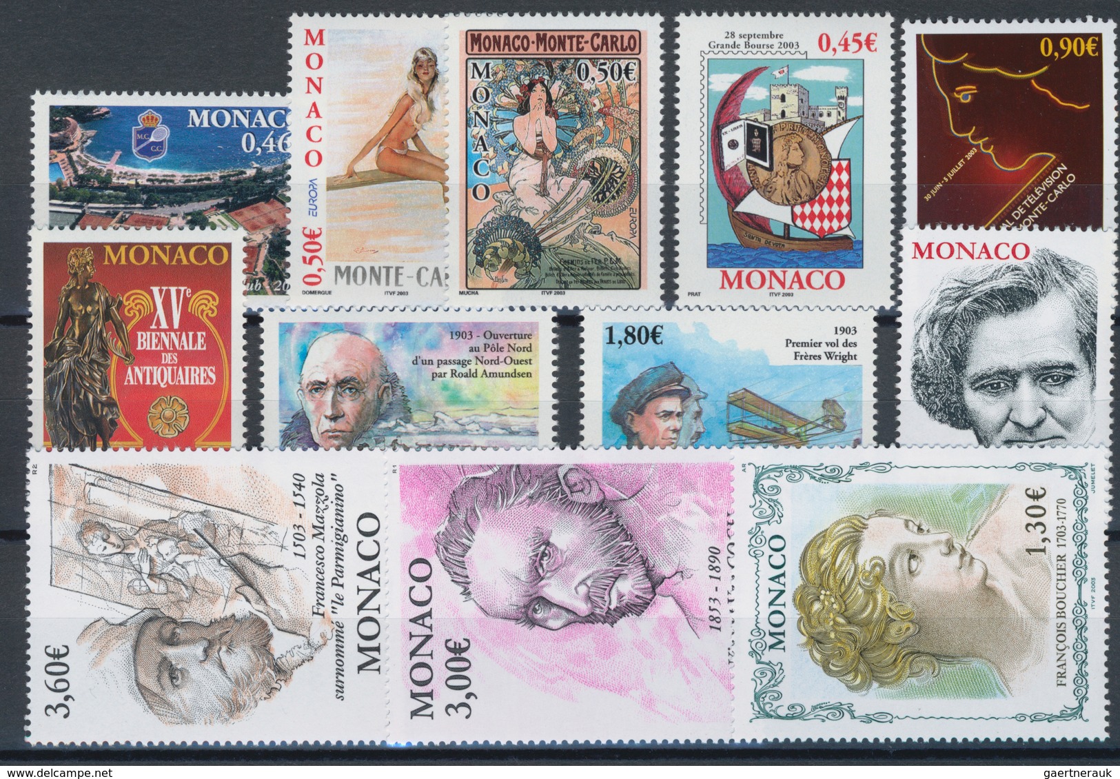 Monaco: 2003, Complete Year Set MNH Per 100. Michel Cat. Val. 7560,- €, Face Value 3726,- €. - Nuevos