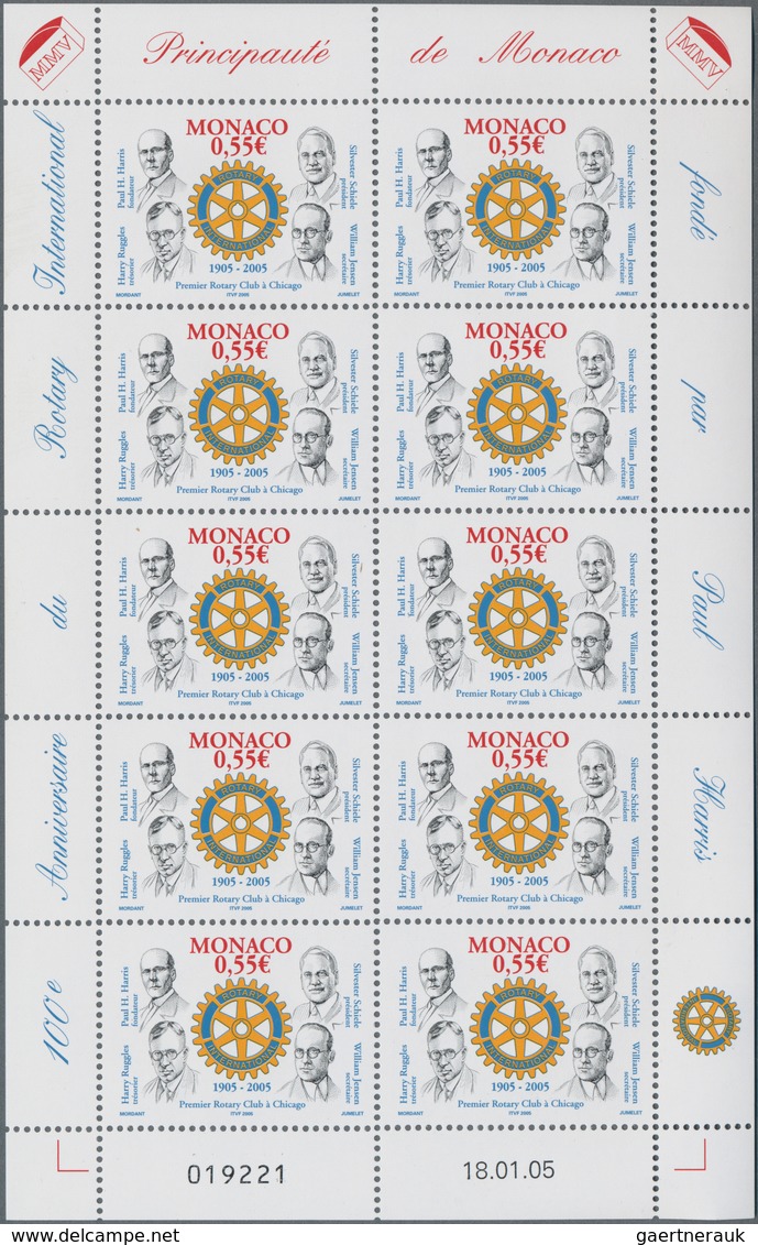 Monaco: 2005, 0.55, 0.70 € Rotary, 770 Complete Sheets Per Issue With 7.700 Sets Mint Never Hinged. - Ongebruikt