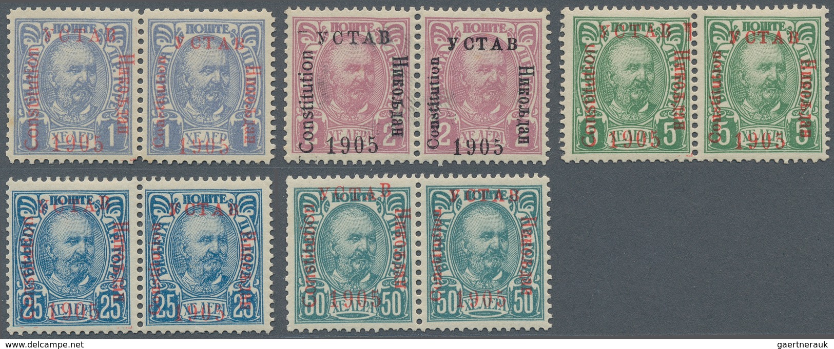 Montenegro: 1905/1906, Overprints, Specialised Assortment Of Apprx. 108 Stamps Showing Many Varietie - Montenegro