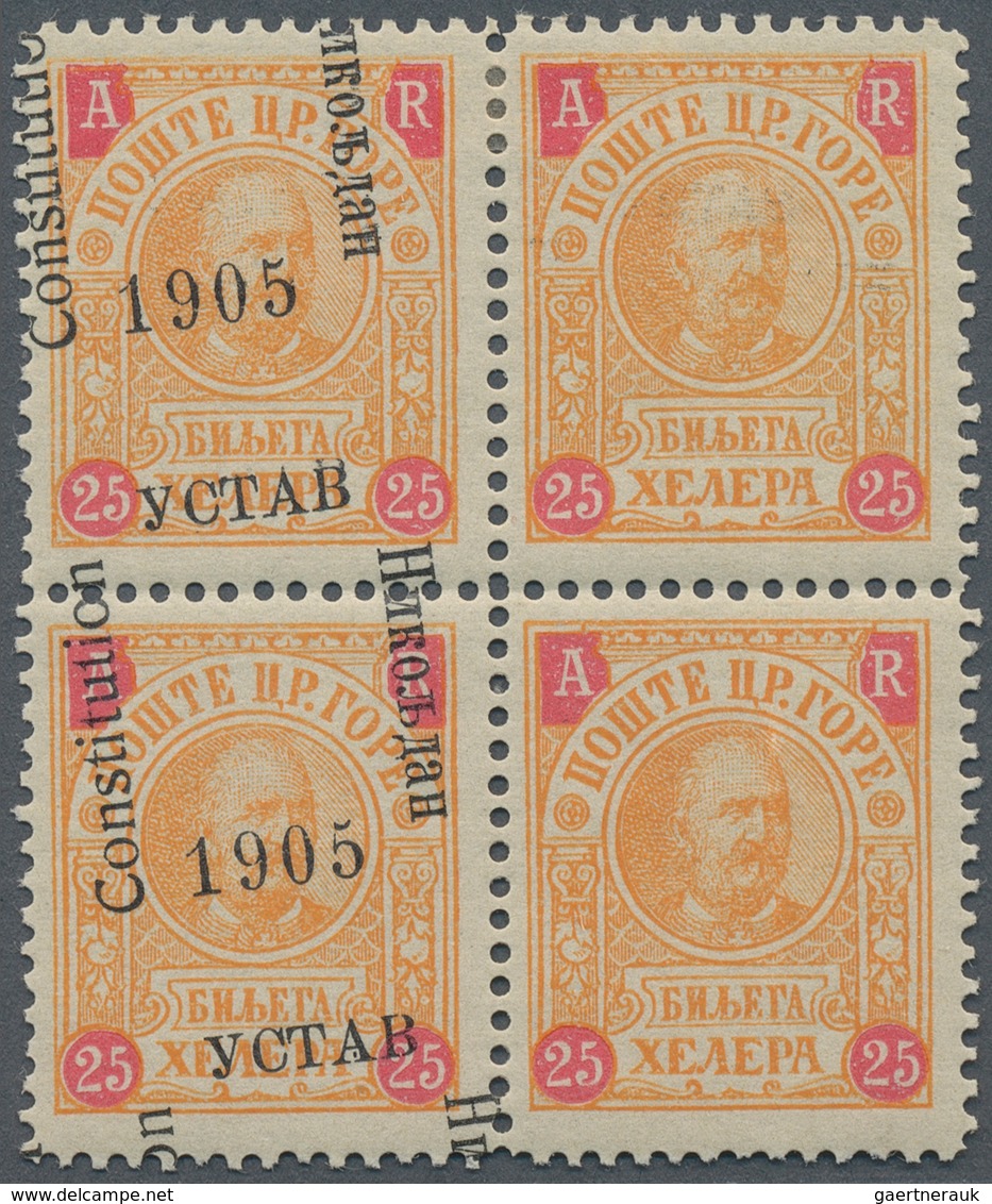 Montenegro: 1905/1906, Overprints, Specialised Assortment Of Apprx. 130 Stamps Showing Many Varietie - Montenegro