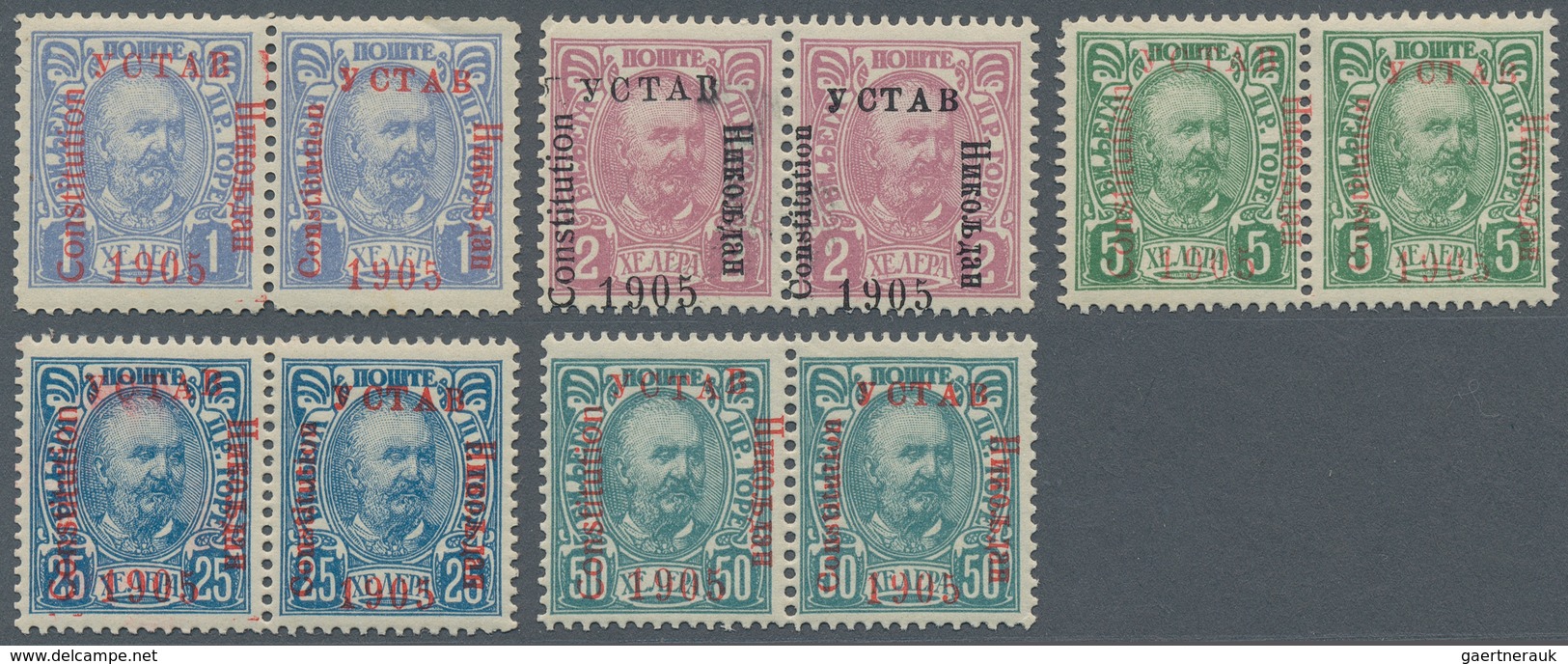 Montenegro: 1905/1906, Overprints, Specialised Assortment Of Apprx. 134 Stamps Showing Many Varietie - Montenegro