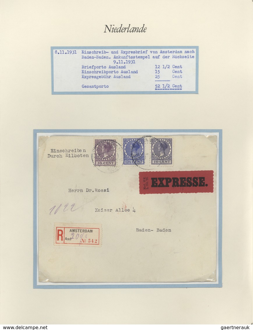 Niederlande: 1925/1946, Specialized Exhibition Collection "postal Rates" With 78 Covers, Comprising - Autres & Non Classés