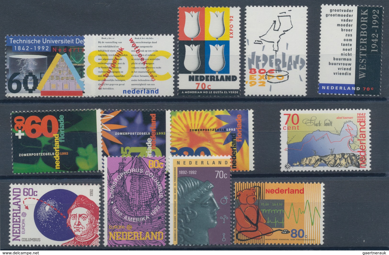 Niederlande: 1992, Sets Without The Definitve And Souvenir Sheets Per 250 MNH. Every Year Set Is Sep - Autres & Non Classés