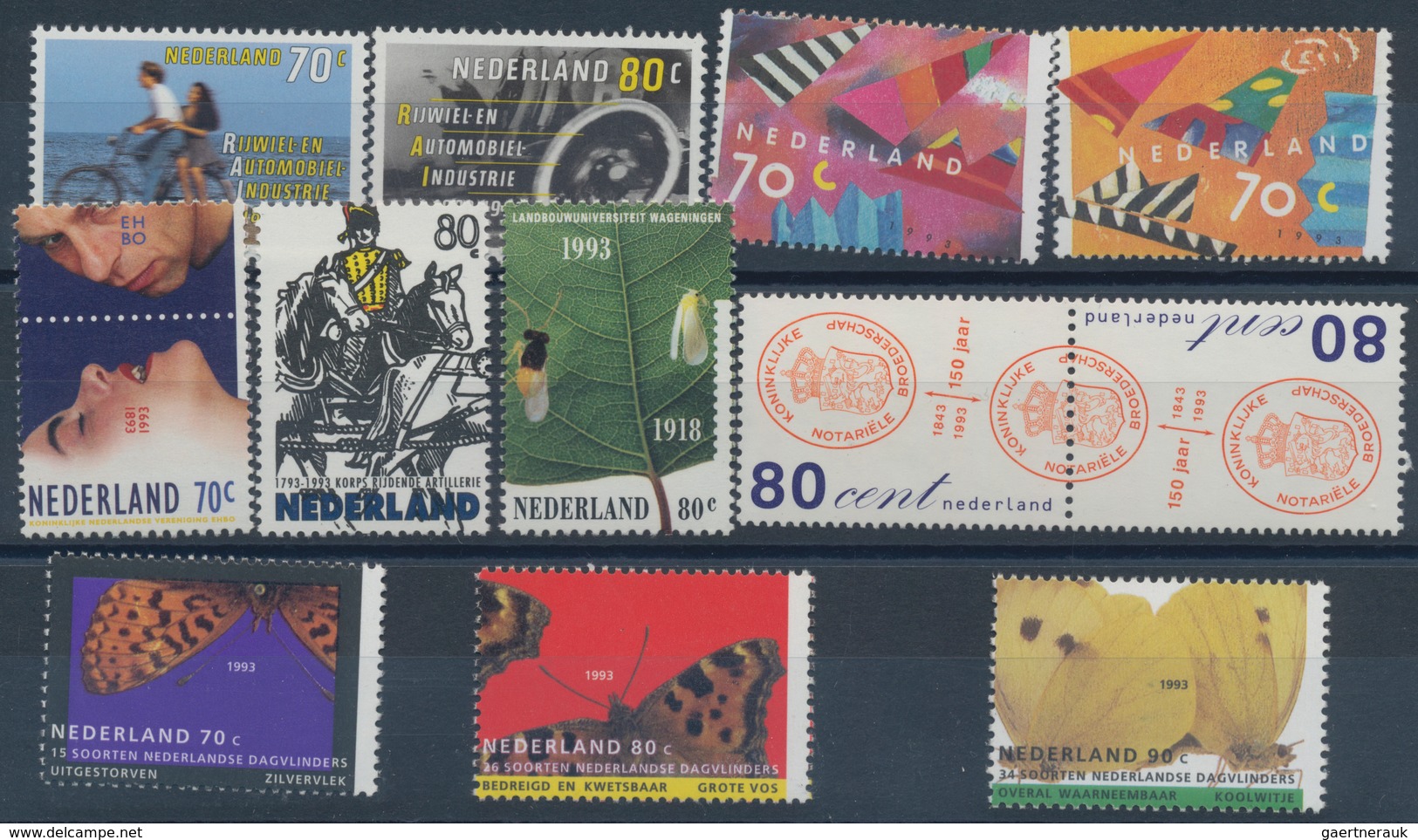 Niederlande: 1993, Sets Without The Definitives And Souvenir Sheets Per 150 MNH. Every Year Set Is S - Autres & Non Classés
