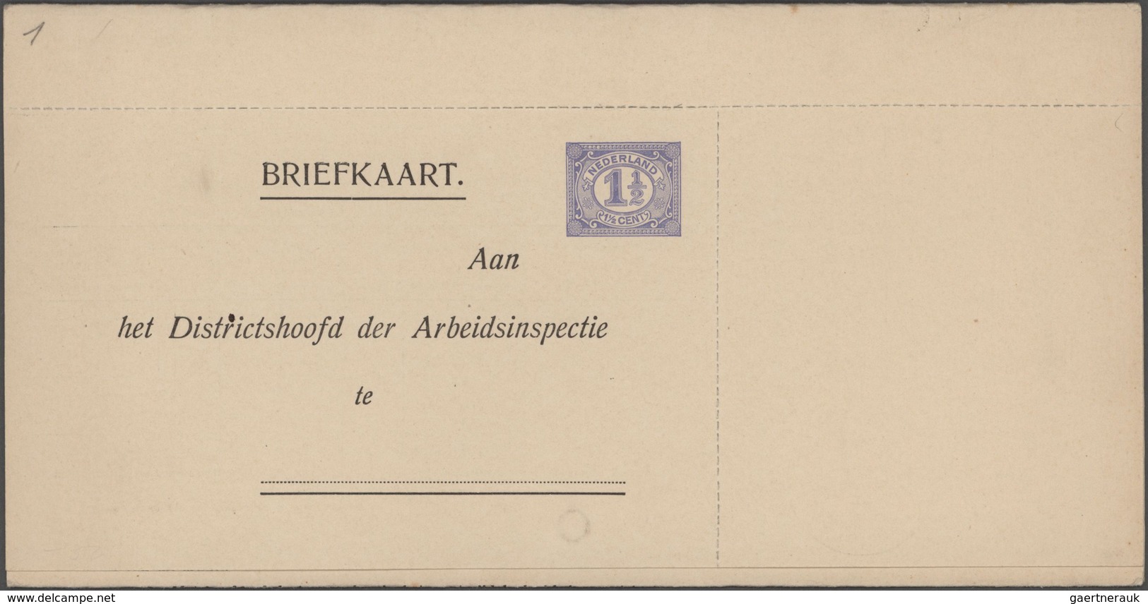 Niederlande - Ganzsachen: 1911/36, Collection Of 16 Various Proof Of Work Cards (form With Attached - Entiers Postaux