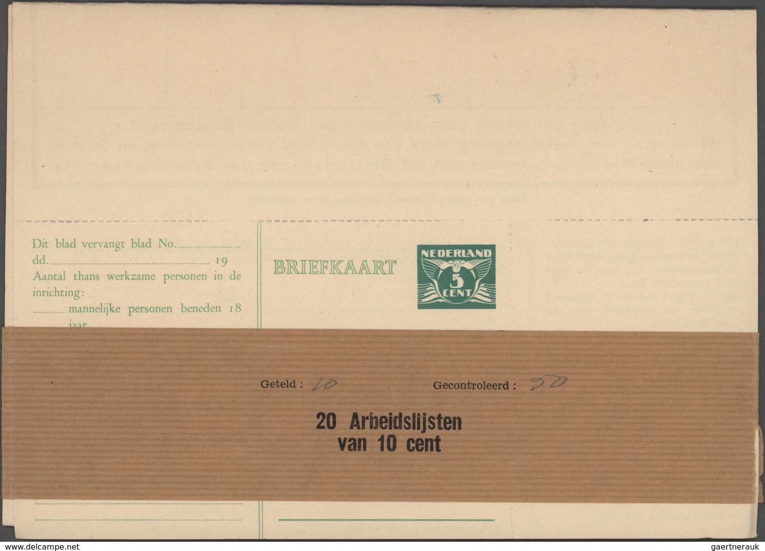 Niederlande - Ganzsachen: 1911/36, Collection Of 16 Various Proof Of Work Cards (form With Attached - Material Postal