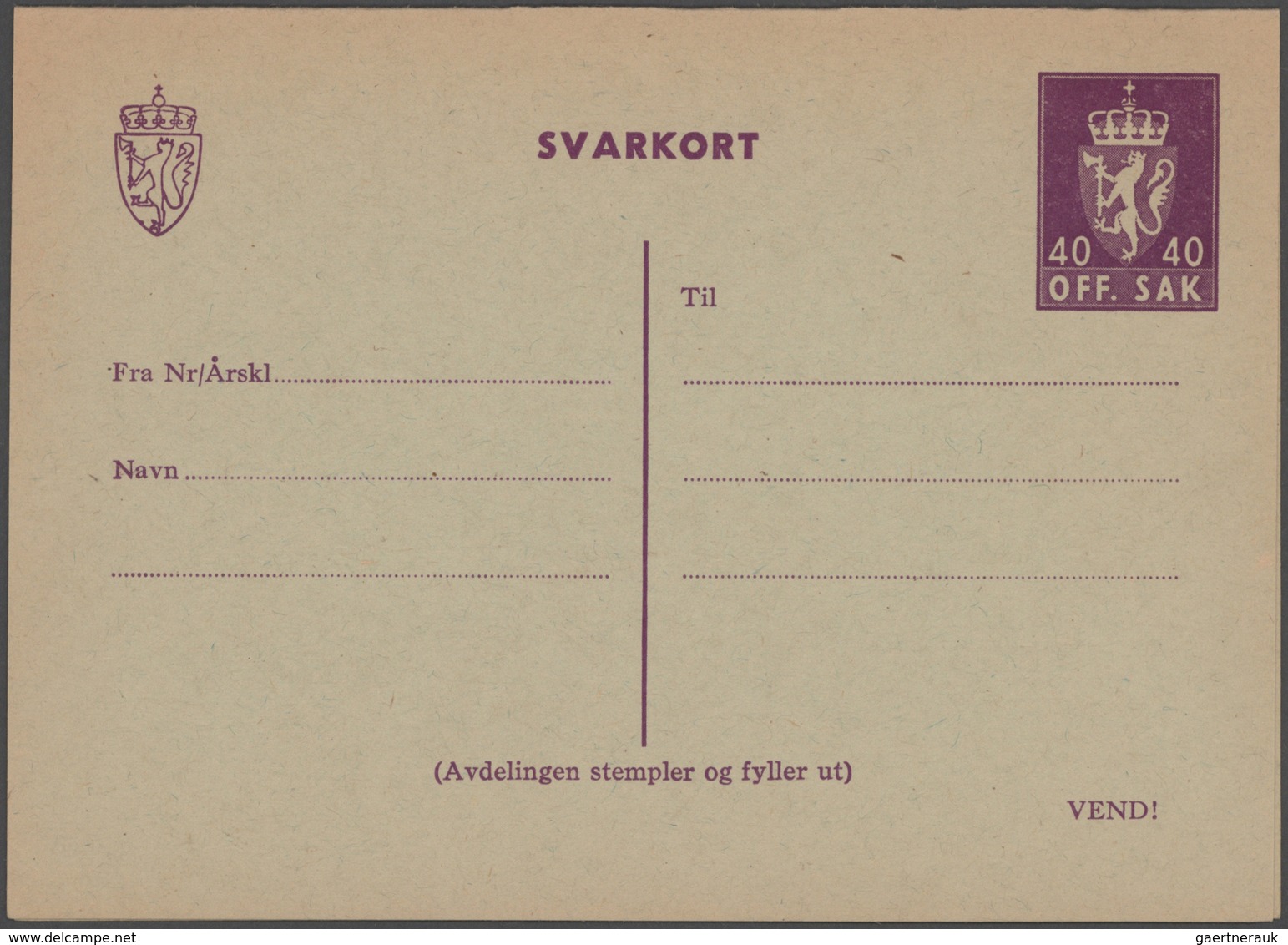 Norwegen - Ganzsachen: 1872/1999 holding of ca. 490 unused/CTO-used and commercially used postal sta