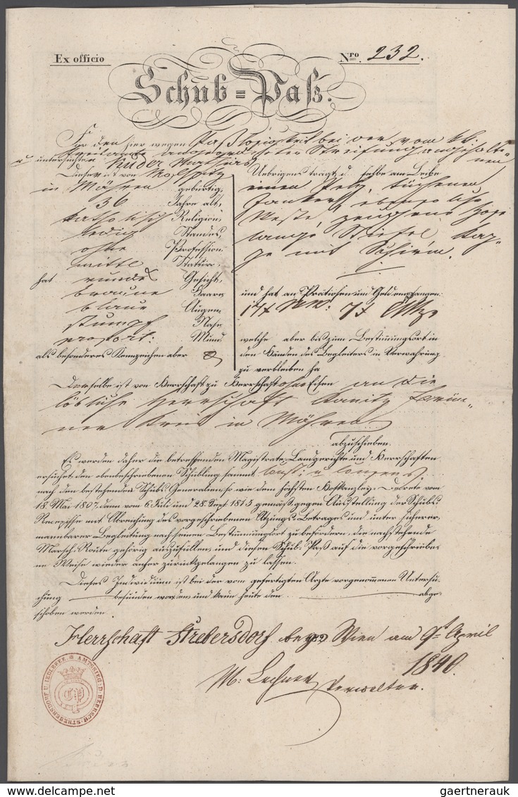 Österreich - Vorphilatelie: 1704/1843, Partie Von Fünf Besseren Dokumenten: 1712 Unterschrift Kaiser - ...-1850 Prefilatelía