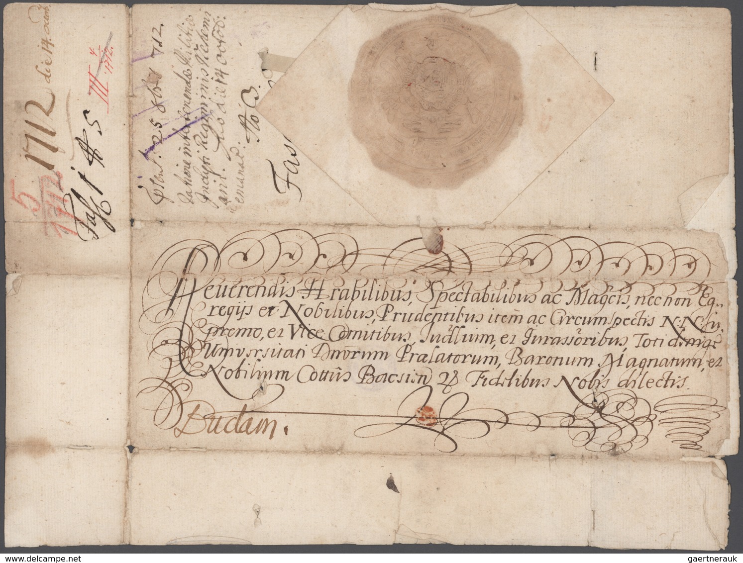 Österreich - Vorphilatelie: 1704/1843, Partie Von Fünf Besseren Dokumenten: 1712 Unterschrift Kaiser - ...-1850 Préphilatélie