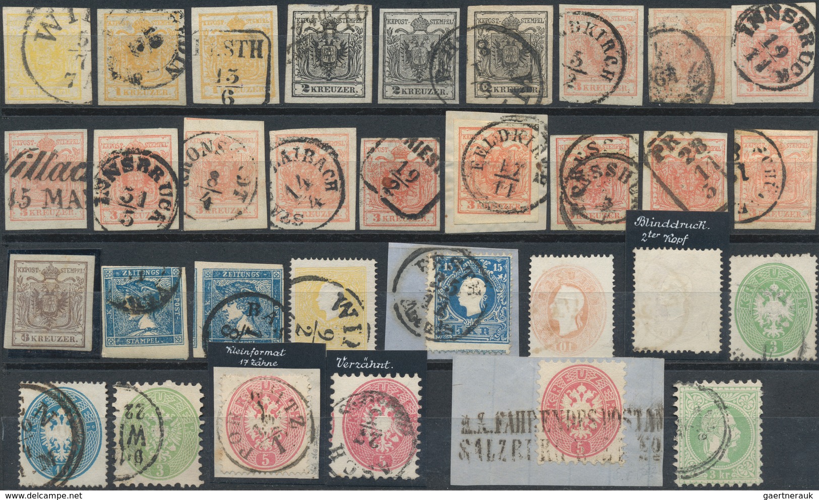 Österreich: 1850/1870 (ca.), Sauberes, Meist Gestempeltes Lot Von 32 Marken, Dabei MiNr. 1/2 (3), Mi - Collections