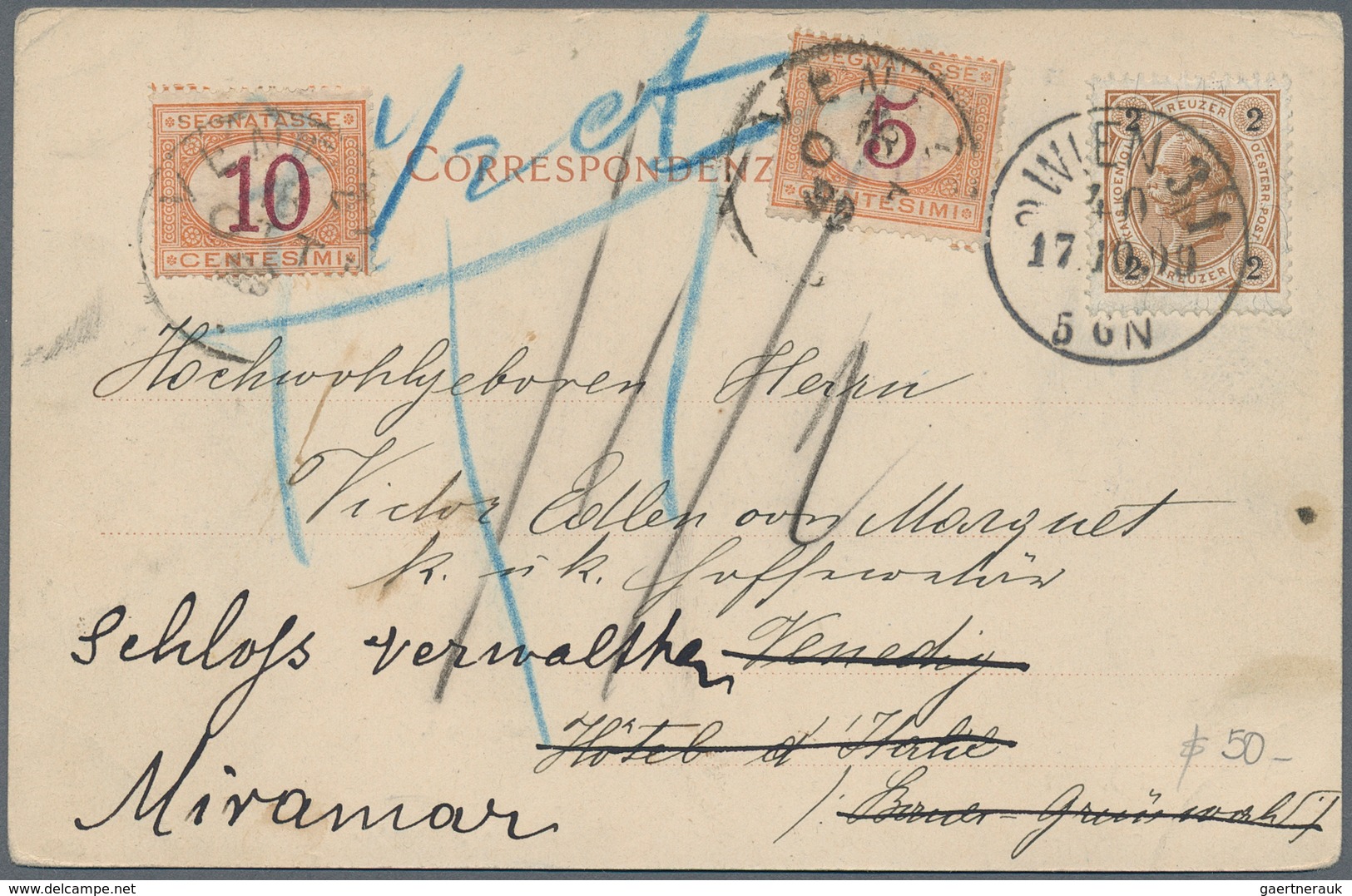 Österreich: 1895/1899, Lot Von Fünf Ins Ausland Gelaufene Ansichtskarten, Unterfrankiert Und Mit Nac - Verzamelingen