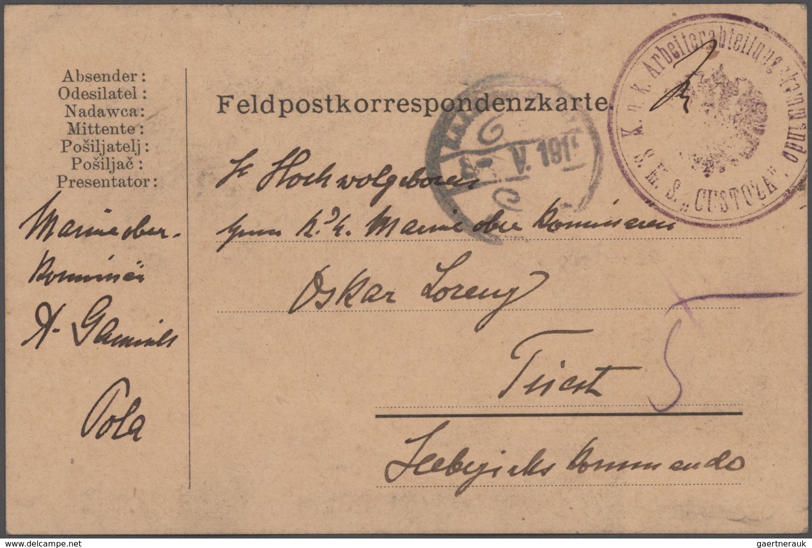 Österreich: 1901 - 1917 (ca.), 43 Feldpost-Belege, zumeist Marineschiffspost (z.B. "SMS Prinz Eugen,