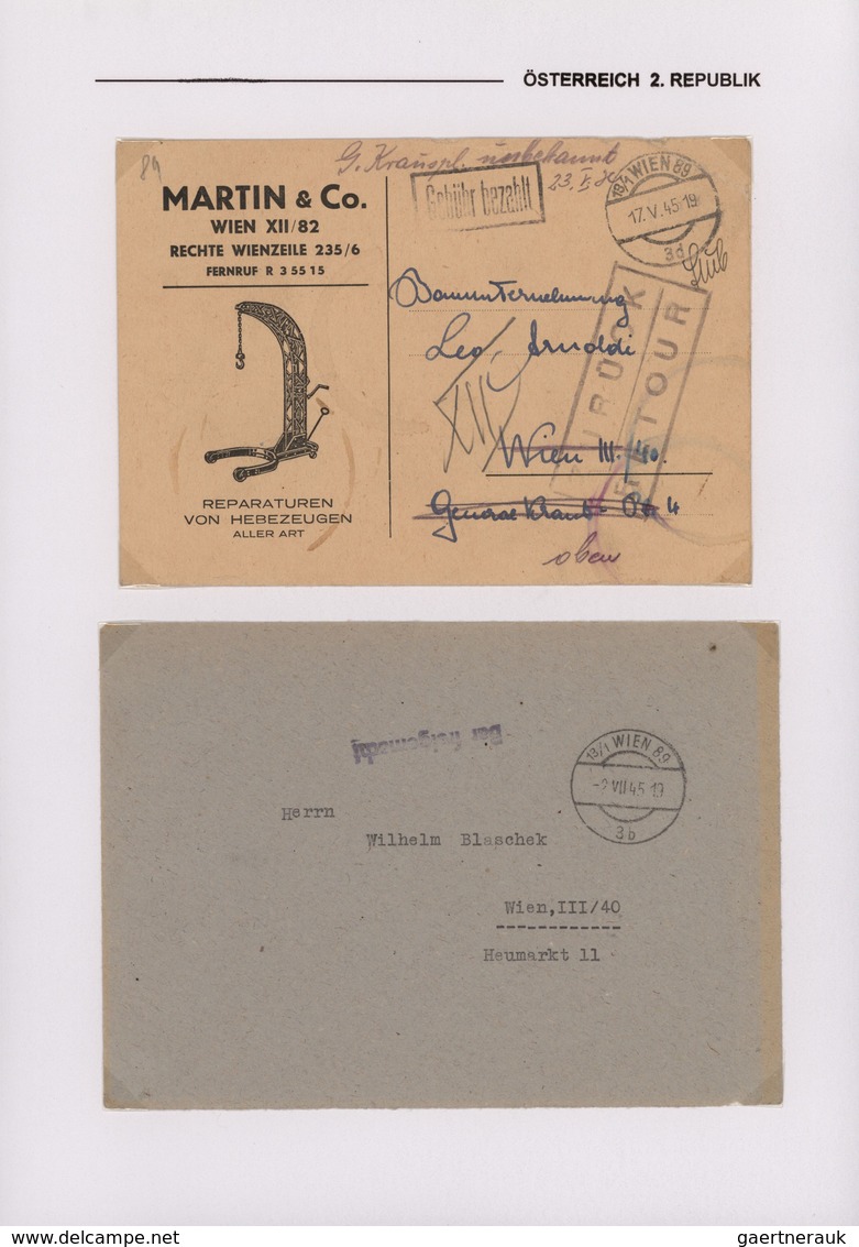 Österreich: 1945/1946, BARFREIMACHUNG, Sammlung Mit Ca.90 Belegen Im Ordner, Dabei Verschiedene Form - Colecciones