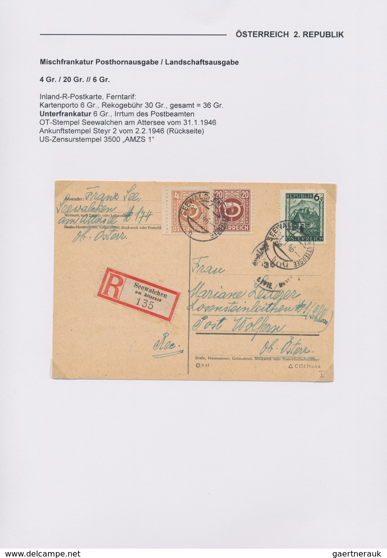 Österreich: 1945/1946, Interessante Sammlung Mit Ca.60 Belegen Der Nachkriegszeit, Dabei Als Schwerp - Colecciones