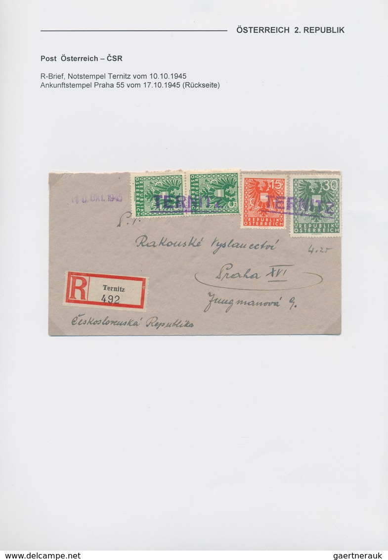 Österreich: 1945/1946, POSTVERKEHR ÖSTERREICH/CSR: Gehaltvolle Spezialsammlung Zum Postverkehr Zwisc - Colecciones