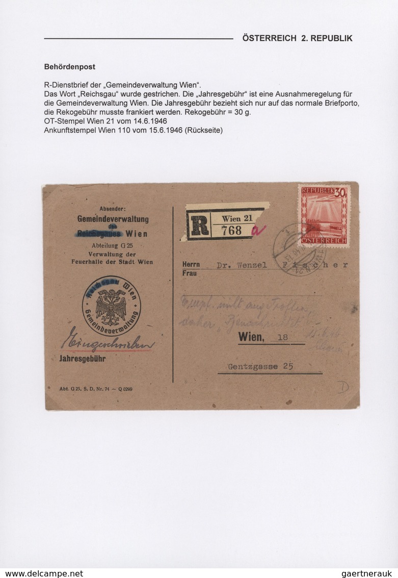 Österreich: 1945/1947, Reichhaltige Spezialsammlung Der BEHÖRDENPOST Mit Ca.120 Belegen Im Ordner, D - Colecciones