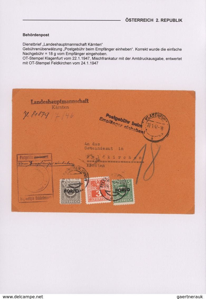 Österreich: 1945/1947, Reichhaltige Spezialsammlung Der BEHÖRDENPOST Mit Ca.120 Belegen Im Ordner, D - Verzamelingen