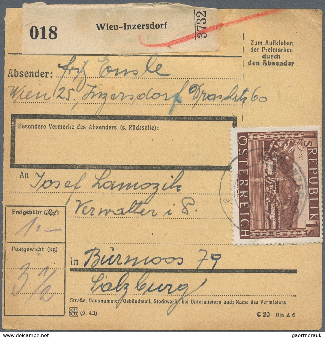 Österreich: 1946, 21 Paketkarten-Stammteile Jeweils Frankiert Mit Marken Der Landschaftsausgabe 1946 - Colecciones