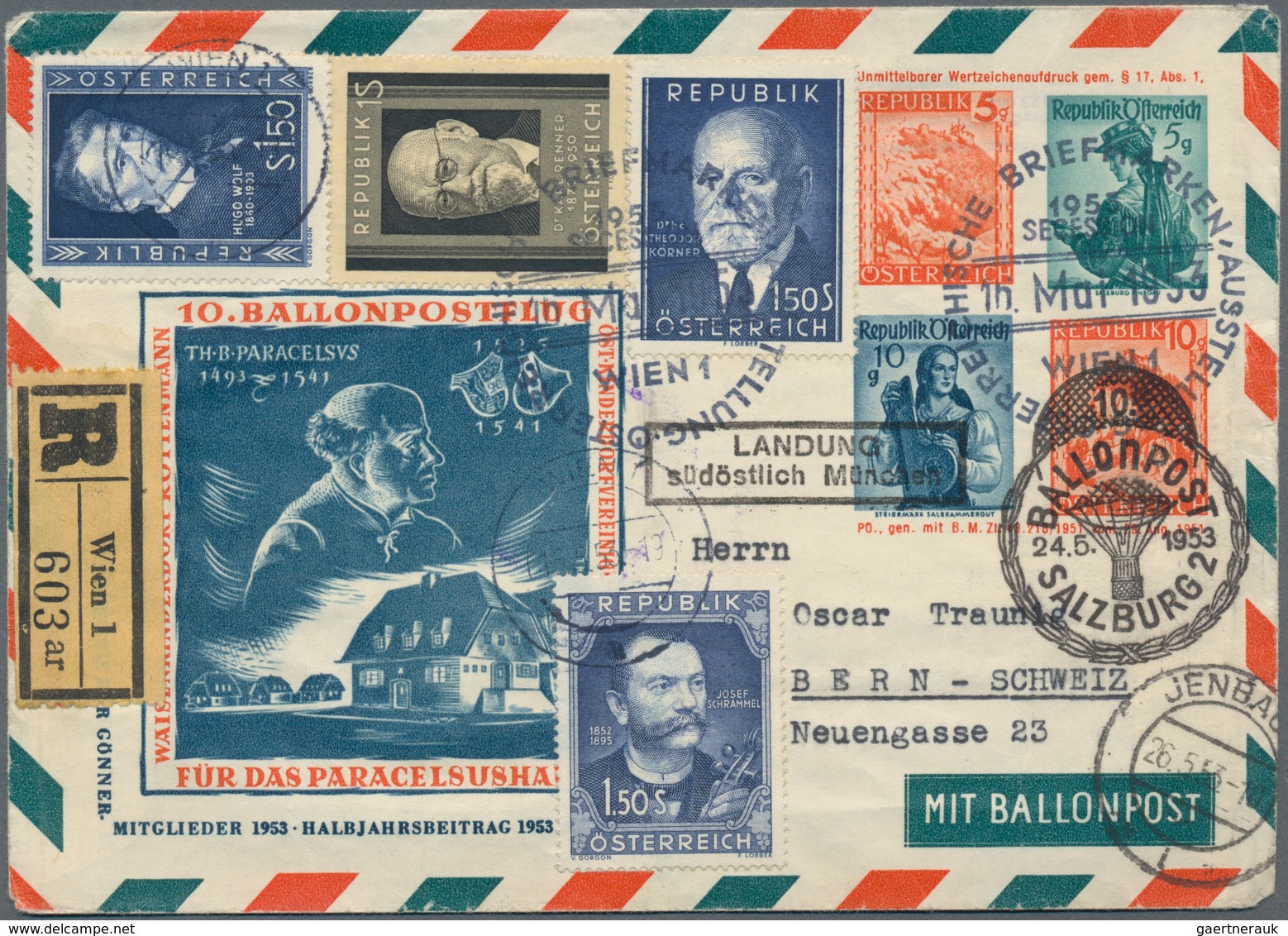 Österreich: 1948/1961, Sammlungspartie von ca. 86 Ballonpostbelegen der Österreichischen Pro Juventu
