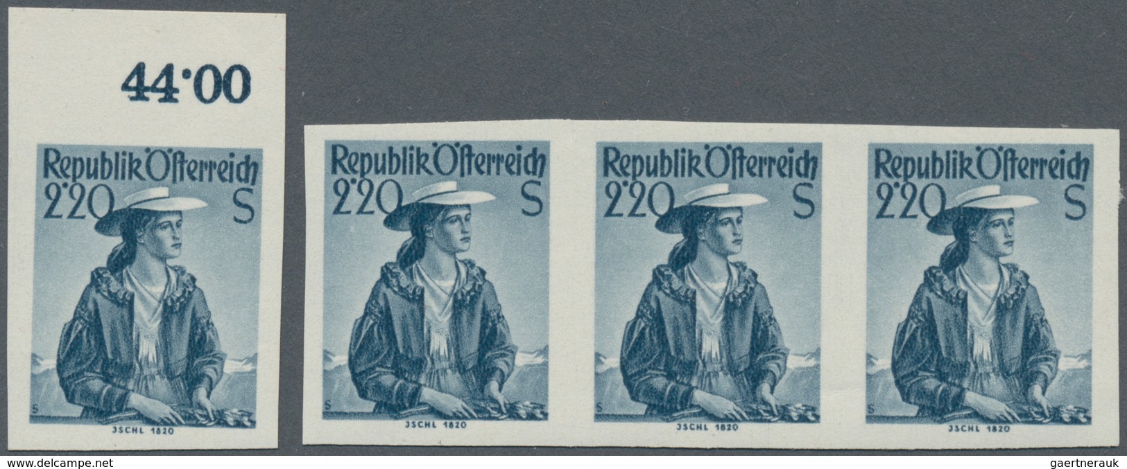 Österreich: 1949/1958, TRACHTEN, 29 Postfrische Werte UNGEZÄHNT, Dabei Auch Paare, Dreierstreifen Un - Colecciones