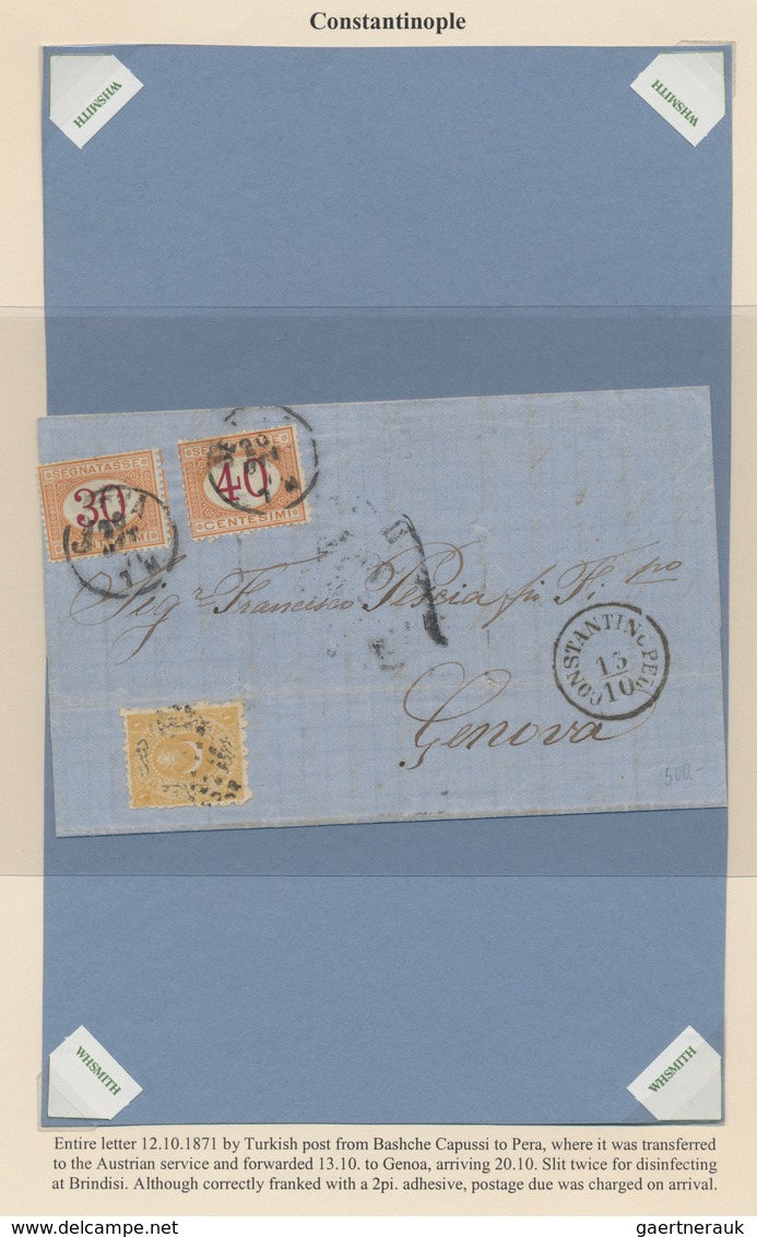 Österreichische Post in der Levante: 1845/1914, Sammlung mit ca.40 Belegen aus CONSTANTINOPEL, dabei